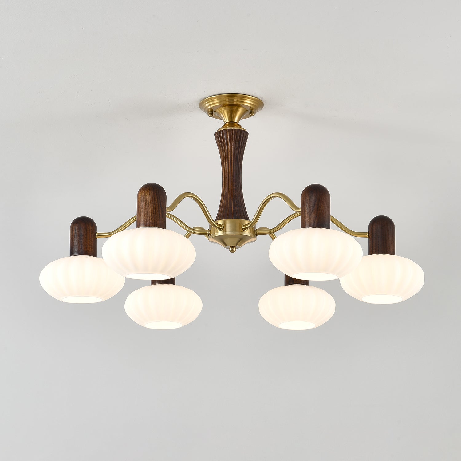 Aurora Chandelier Walnut Embrace White Finish - Letslighting