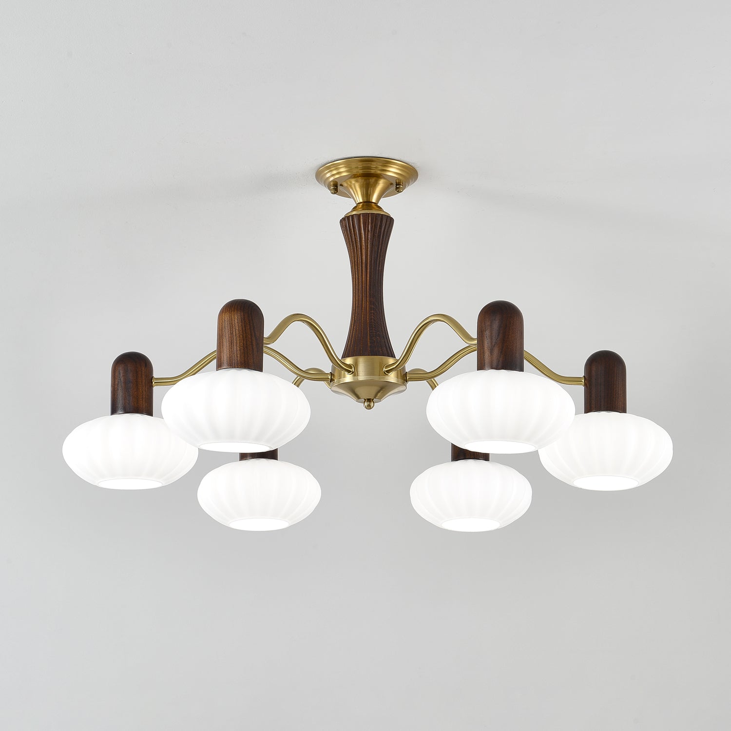 Aurora Chandelier Walnut Embrace White Finish - Letslighting