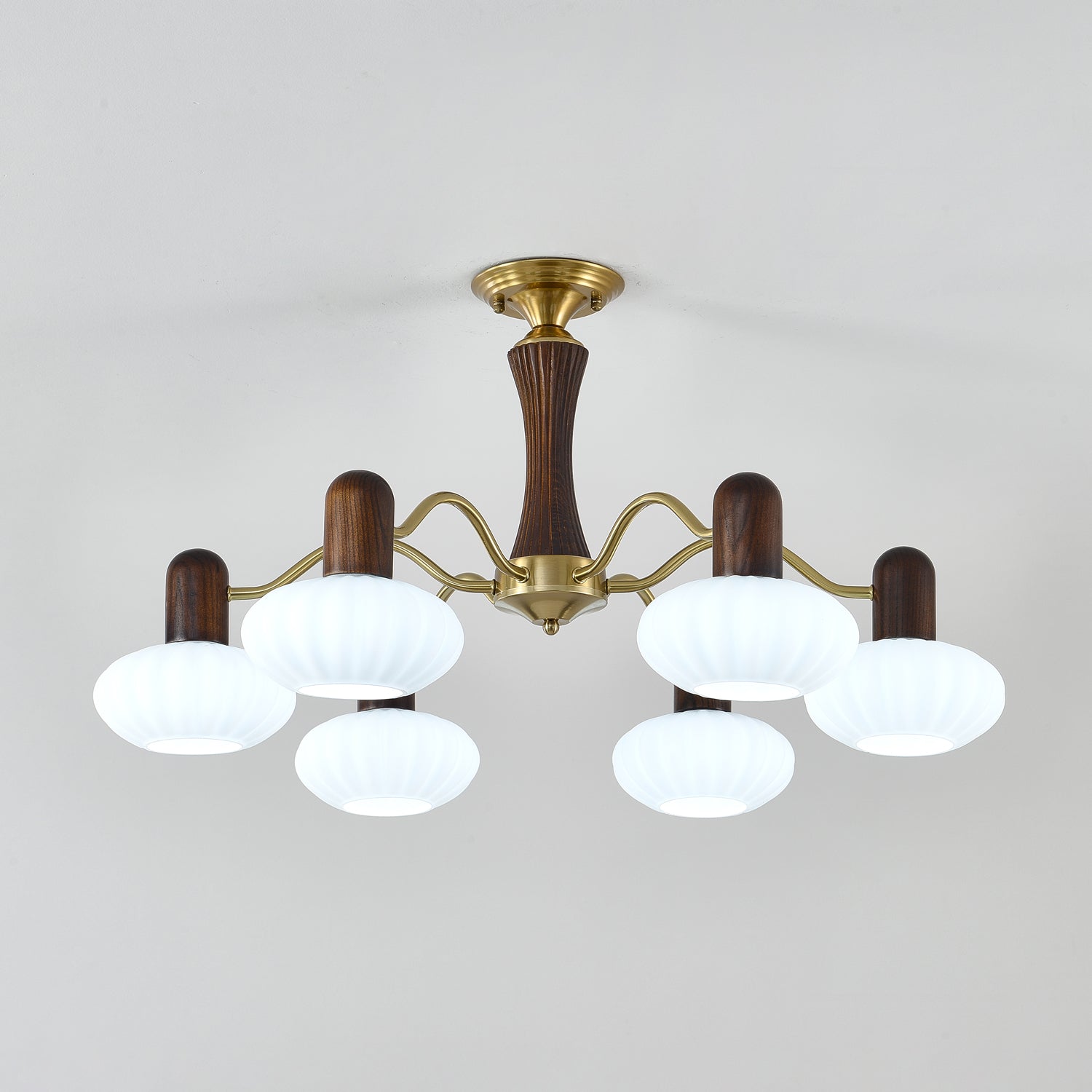 Aurora Chandelier Walnut Embrace White Finish - Letslighting