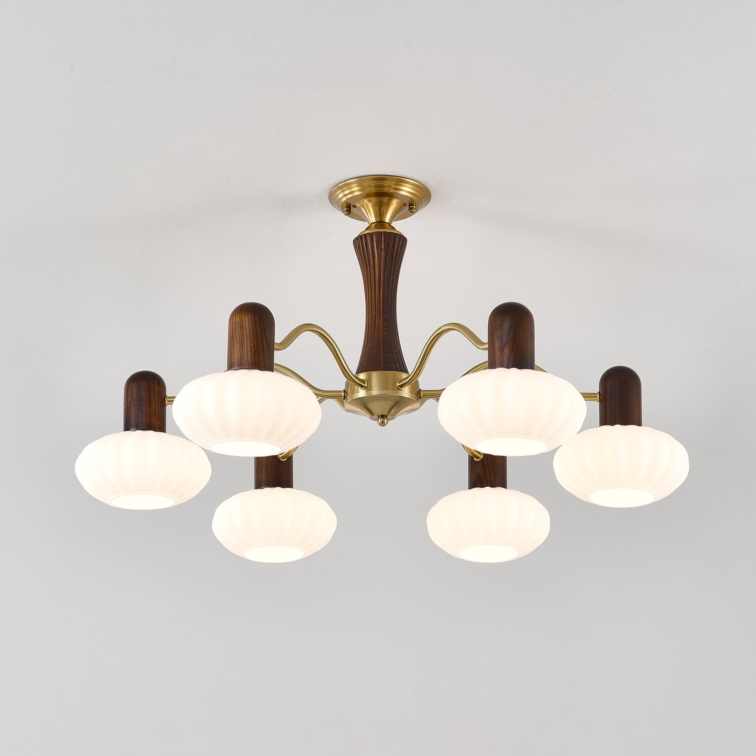 Aurora Chandelier Walnut Embrace White Finish - Letslighting