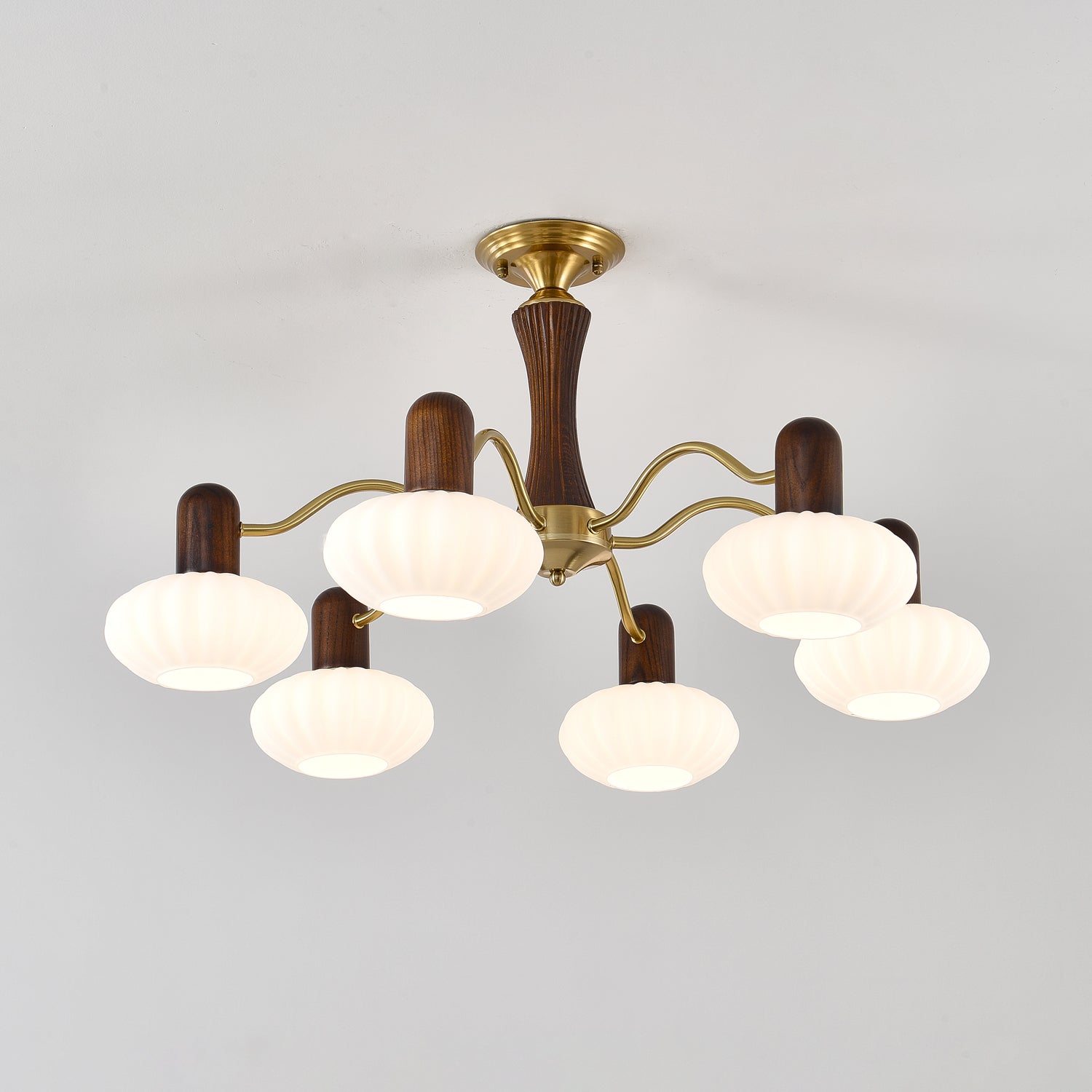 Aurora Chandelier Walnut Embrace White Finish - Letslighting
