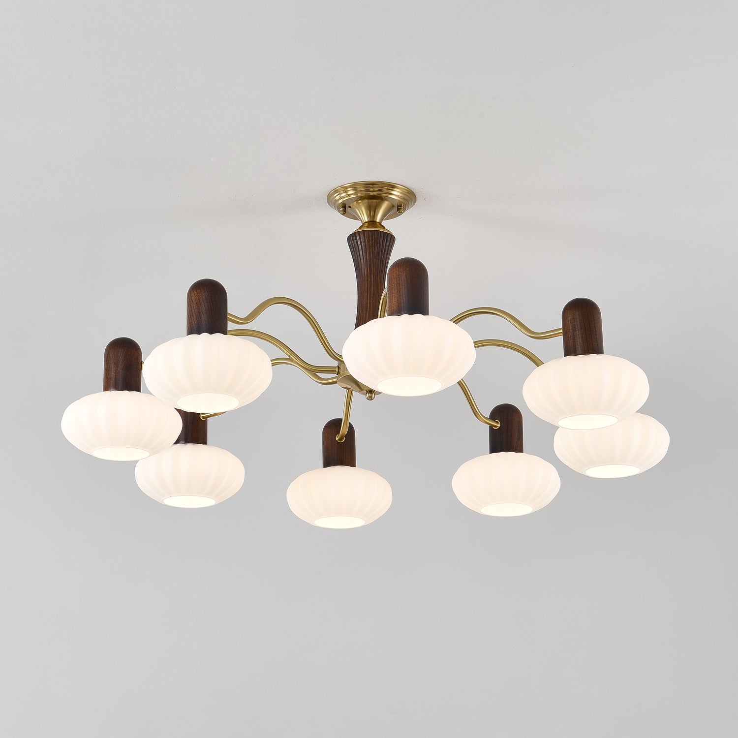 Aurora Chandelier Walnut Embrace White Finish - Letslighting
