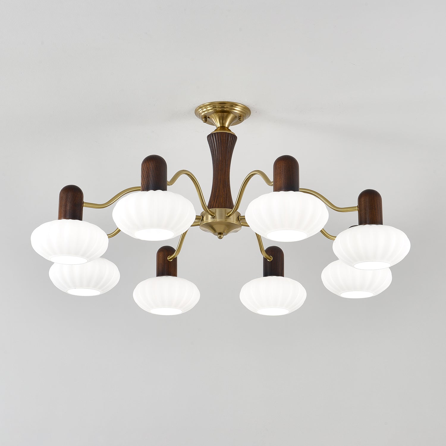 Aurora Chandelier Walnut Embrace White Finish - Letslighting