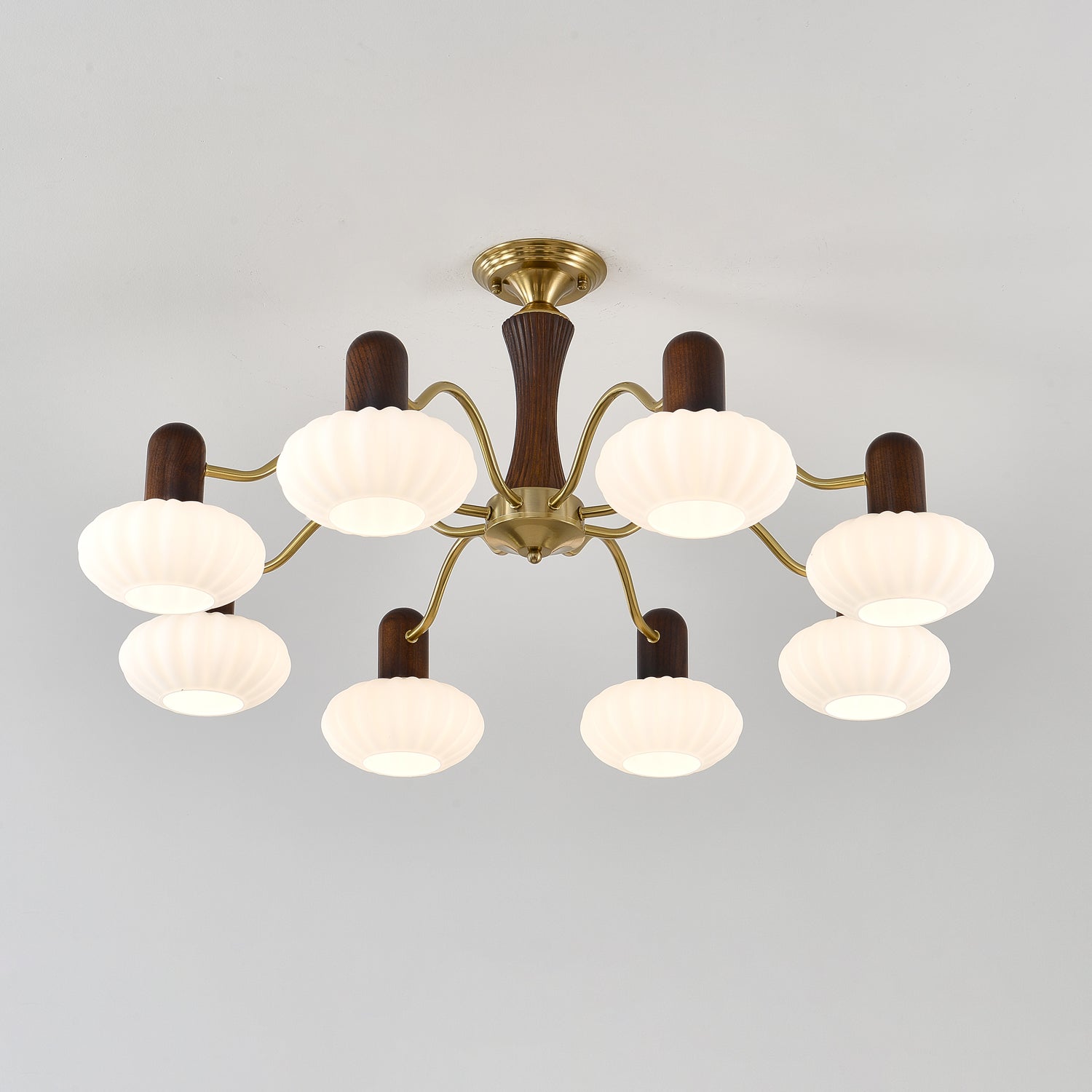 Aurora Chandelier Walnut Embrace White Finish - Letslighting
