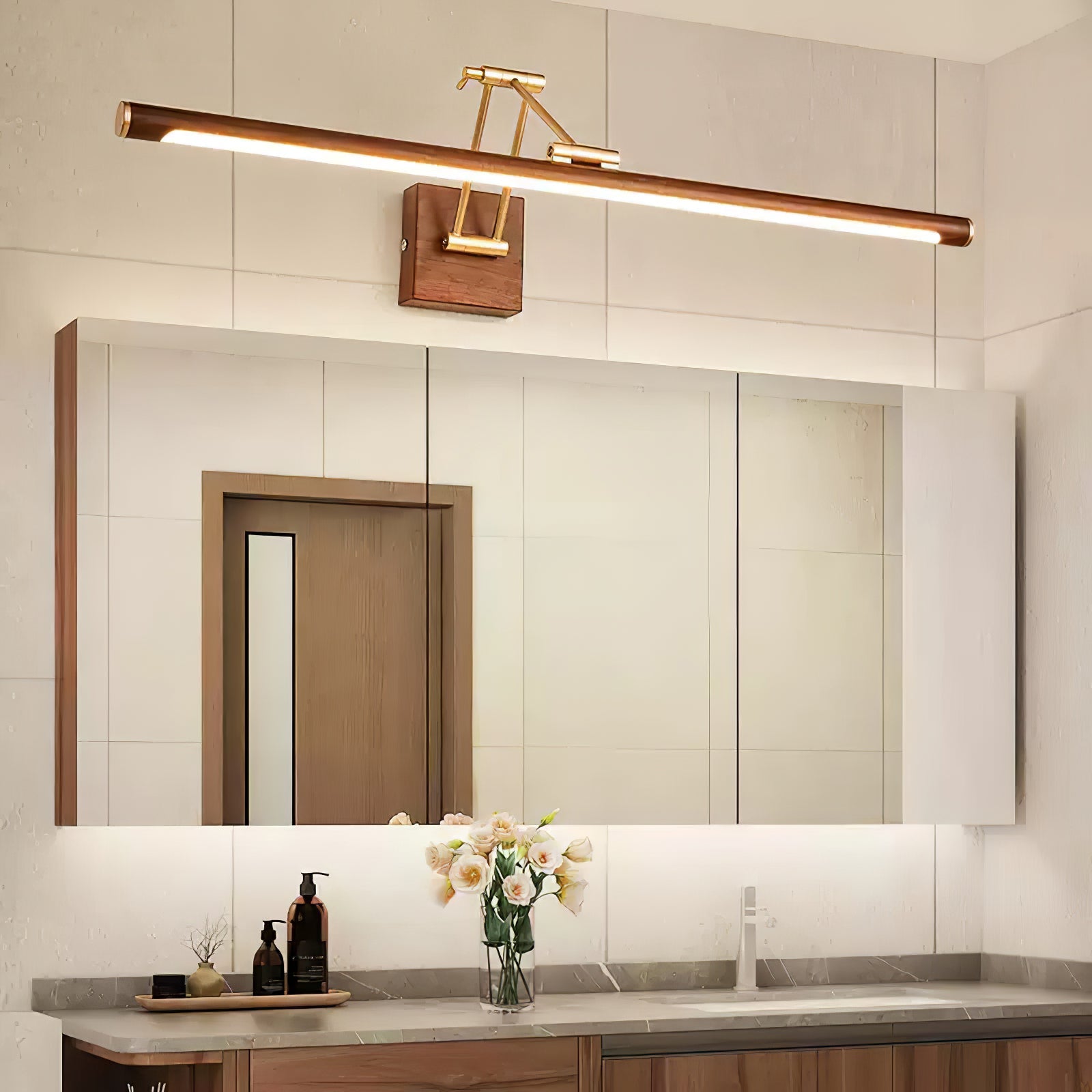 Walnut Color Linear Adjustable Wall Light - Letslighting