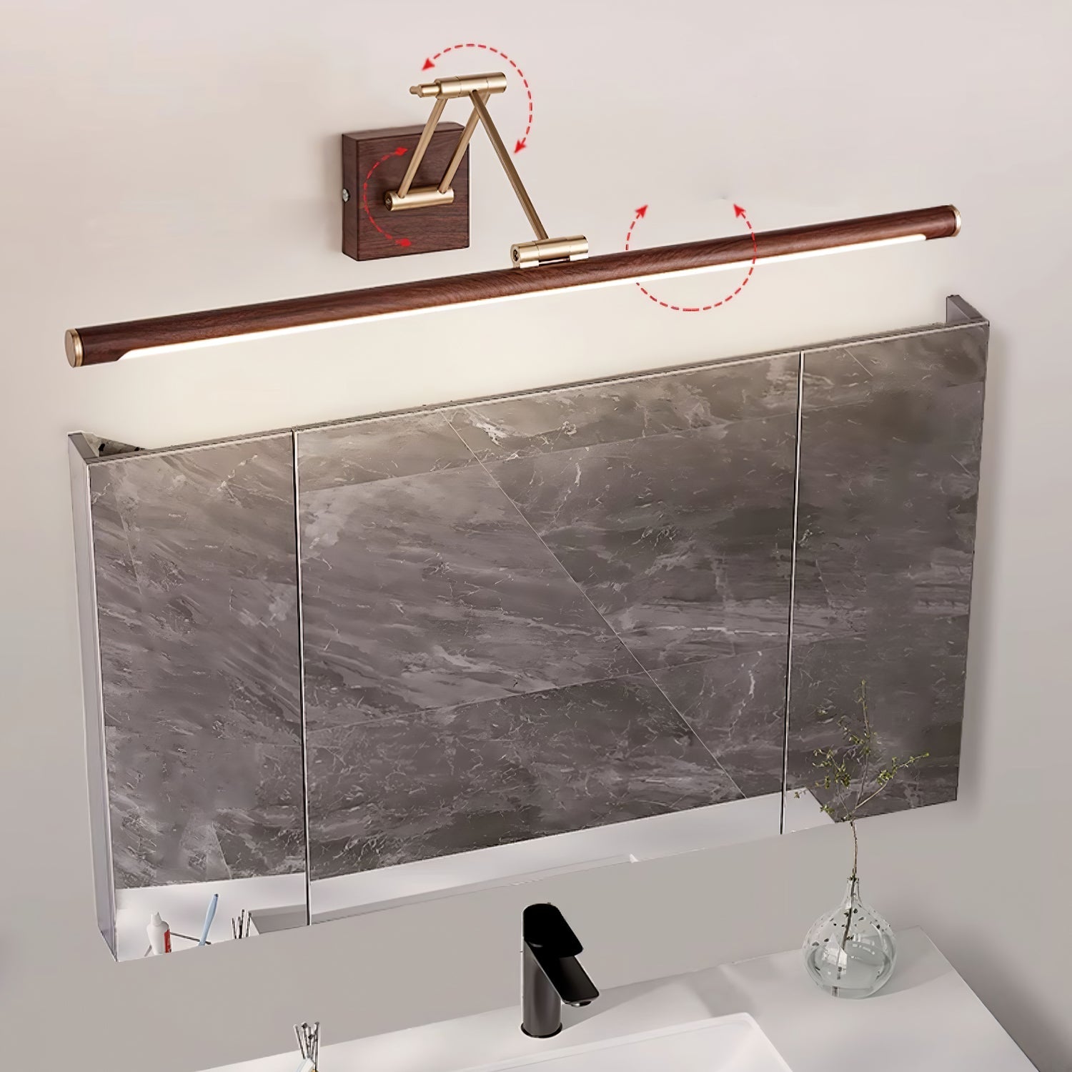 Walnut Color Linear Adjustable Wall Light - Letslighting