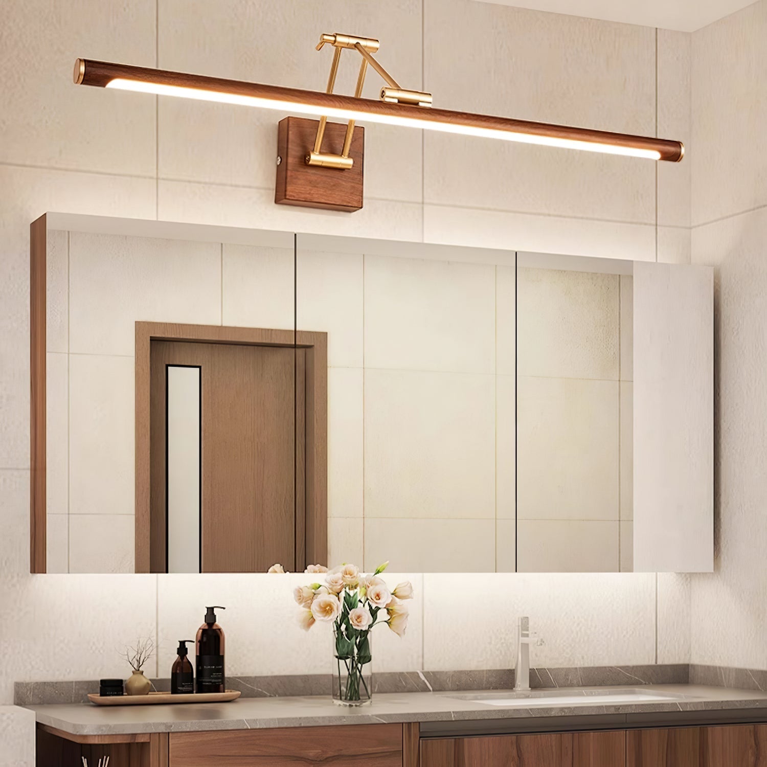 Arvararae Walnut Color Linear Adjustable Wall Light - Letslighting