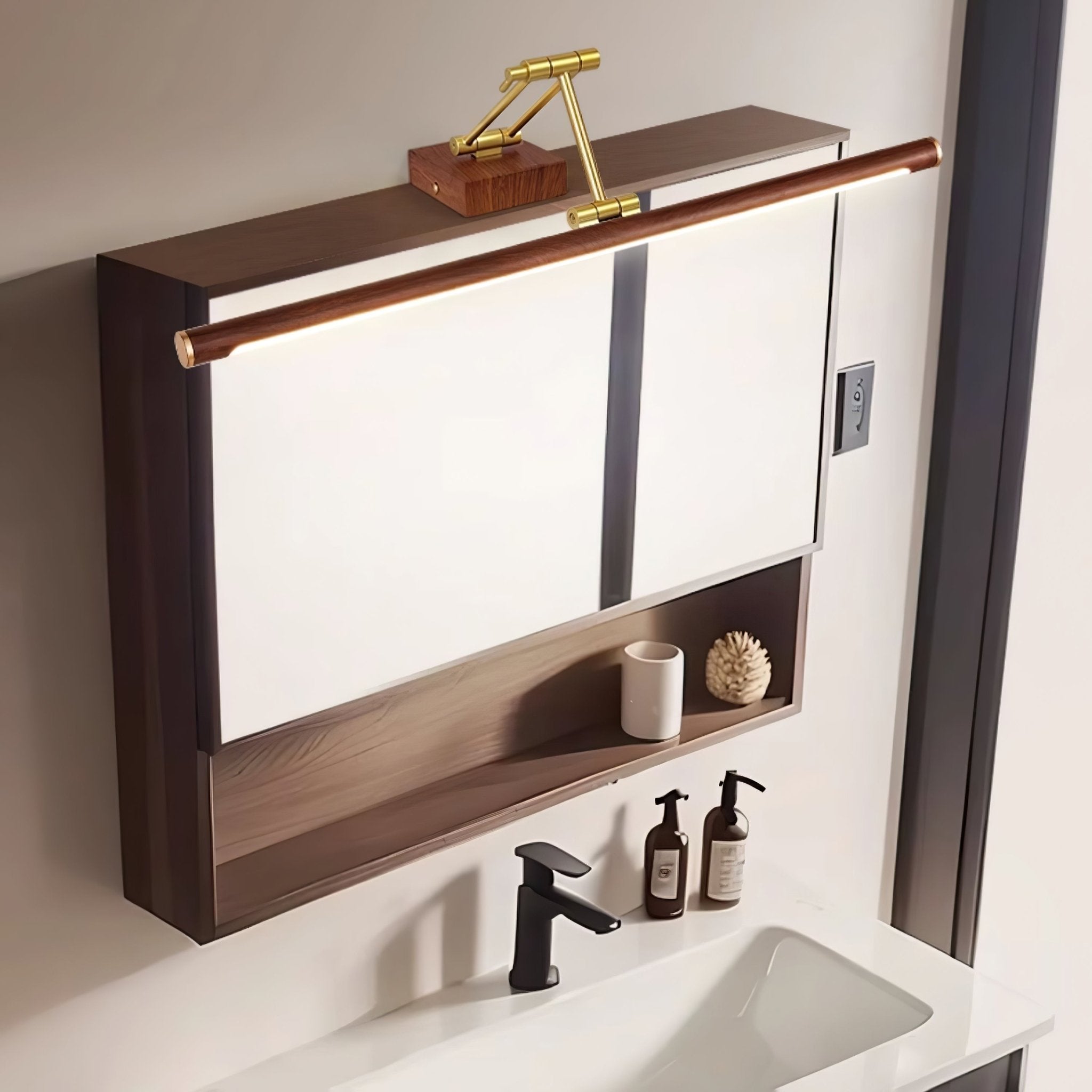 Walnut Color Linear Adjustable Wall Light - Letslighting