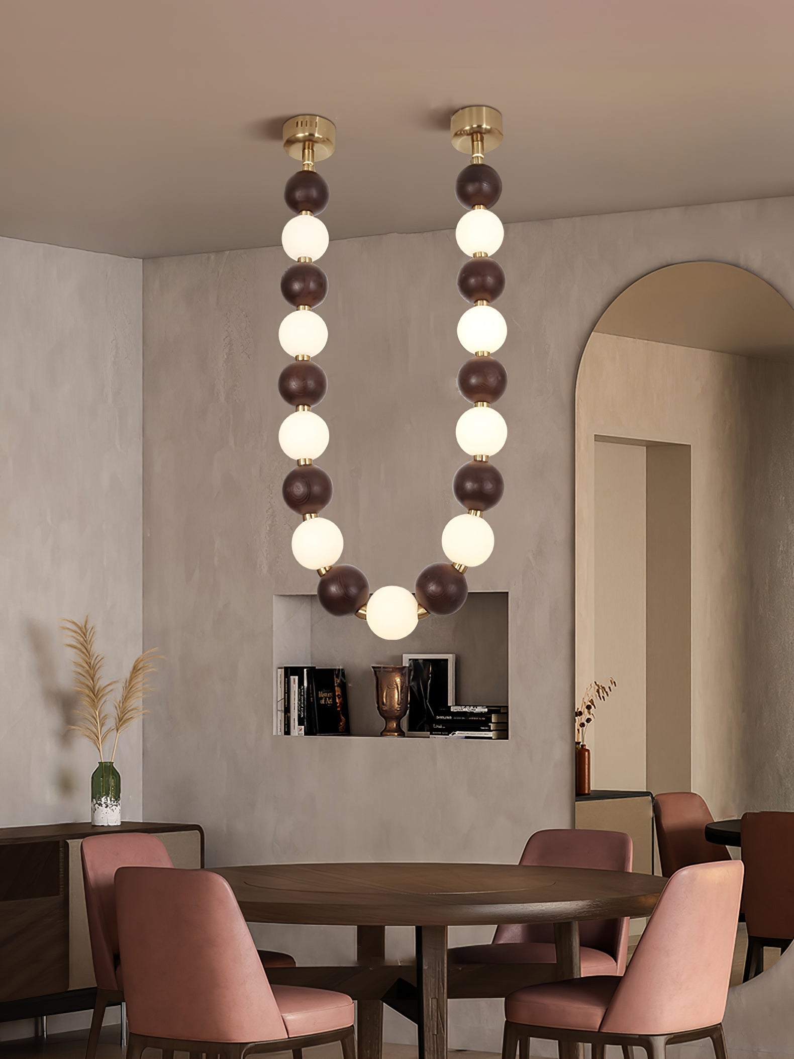 Aurora Chandelier Walnut Bead Necklace - Letslighting