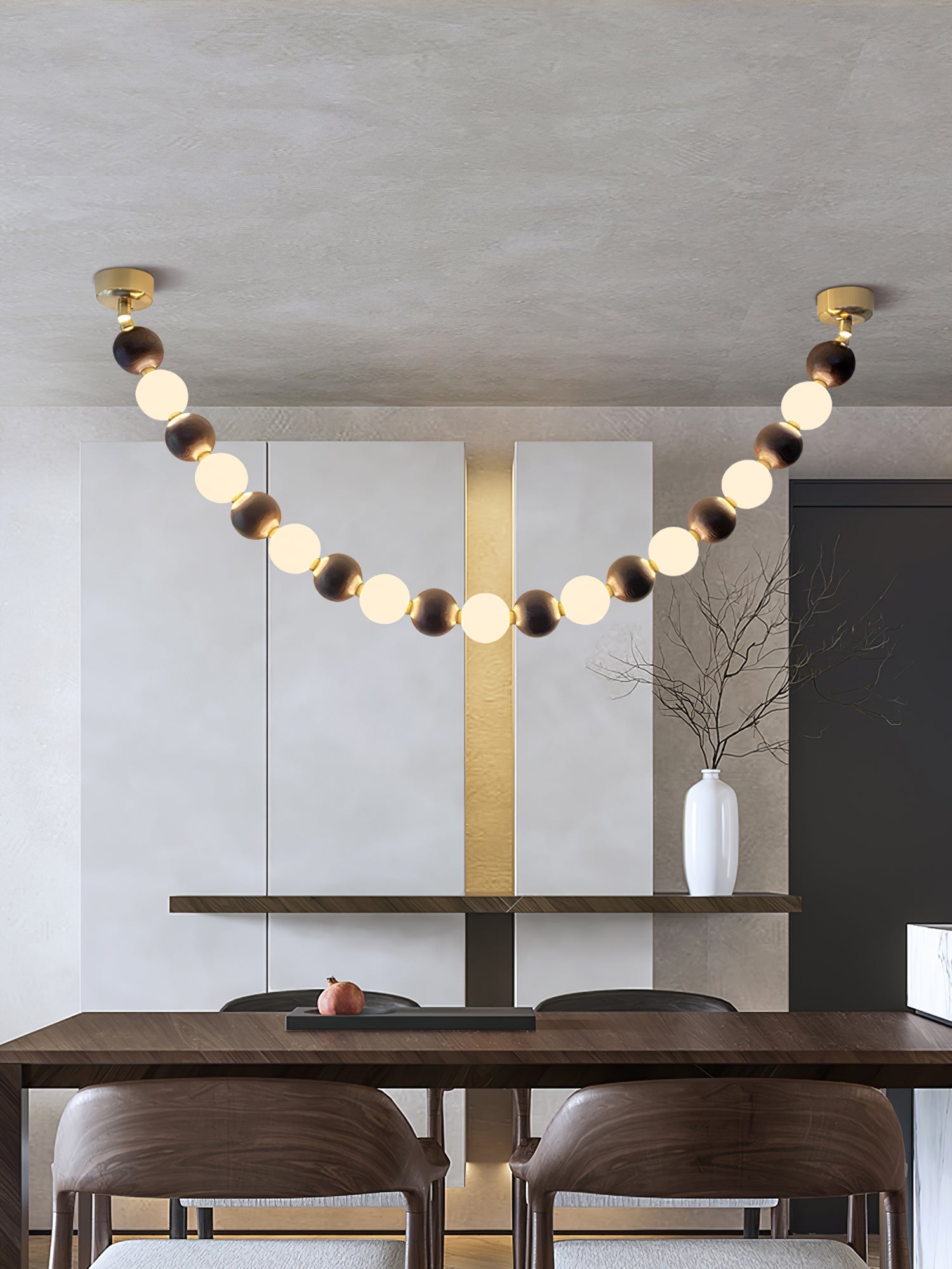 Aurora Chandelier Walnut Bead Necklace - Letslighting