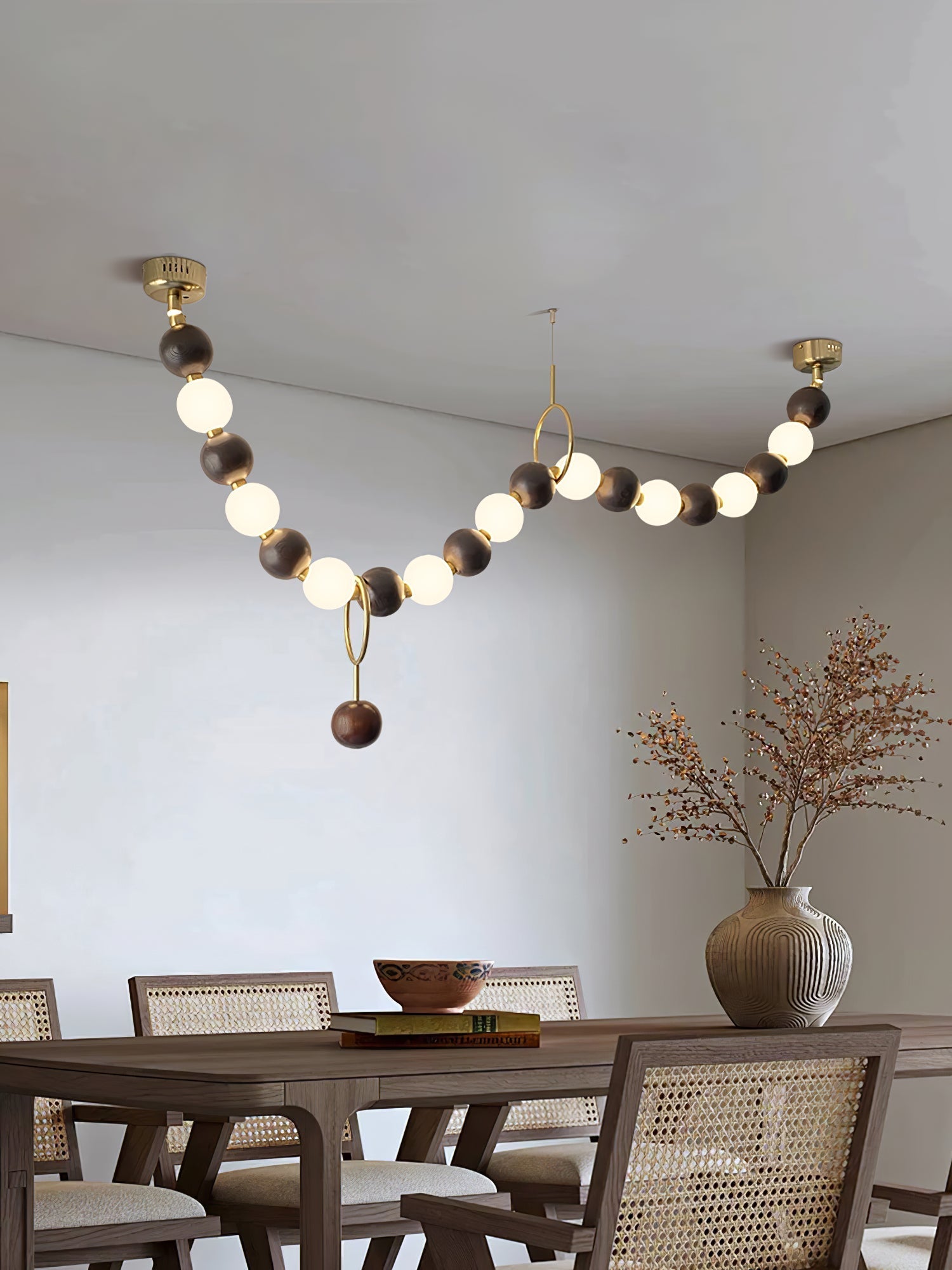 Aurora Chandelier Walnut Bead Necklace - Letslighting