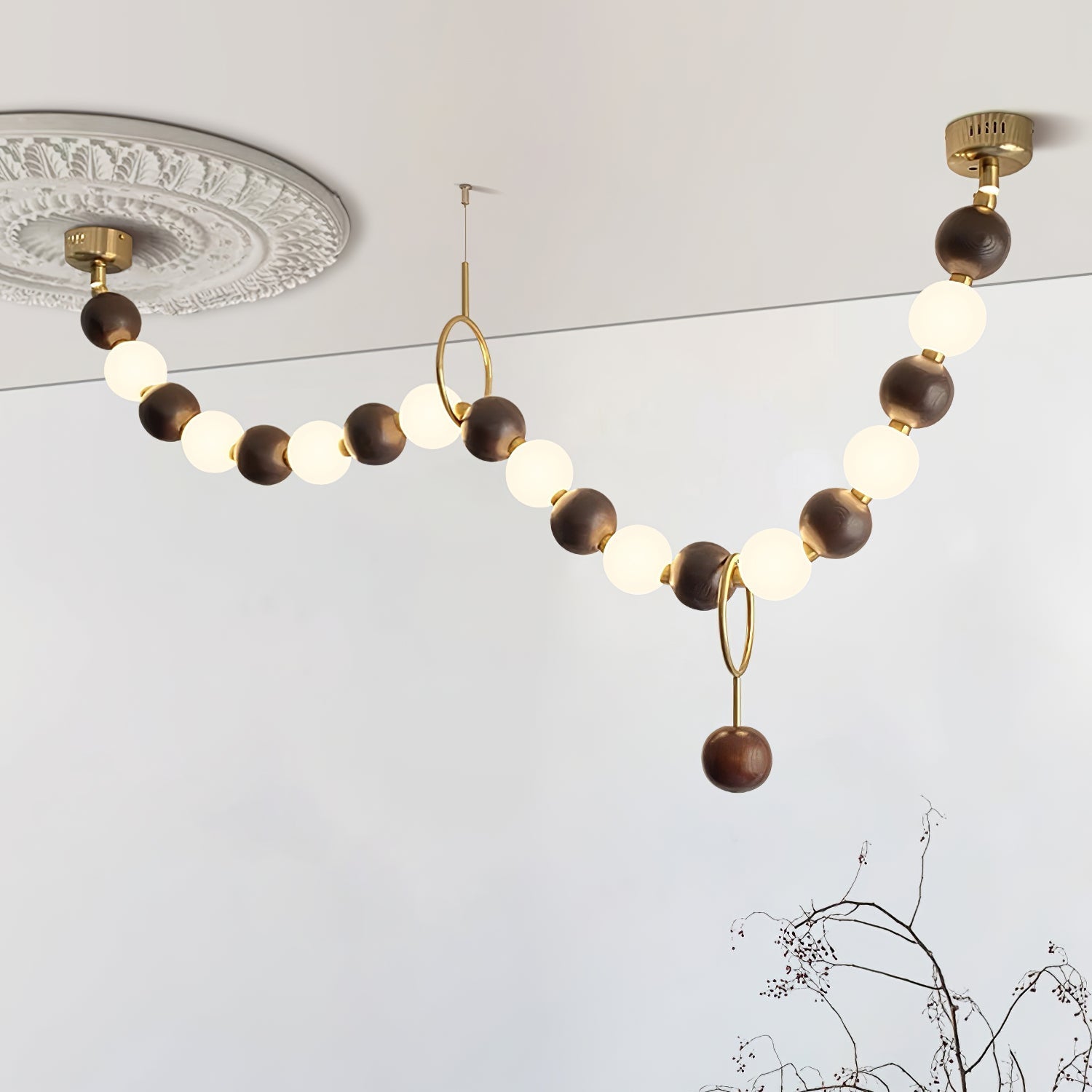 Aurora Chandelier Walnut Bead Necklace - Letslighting