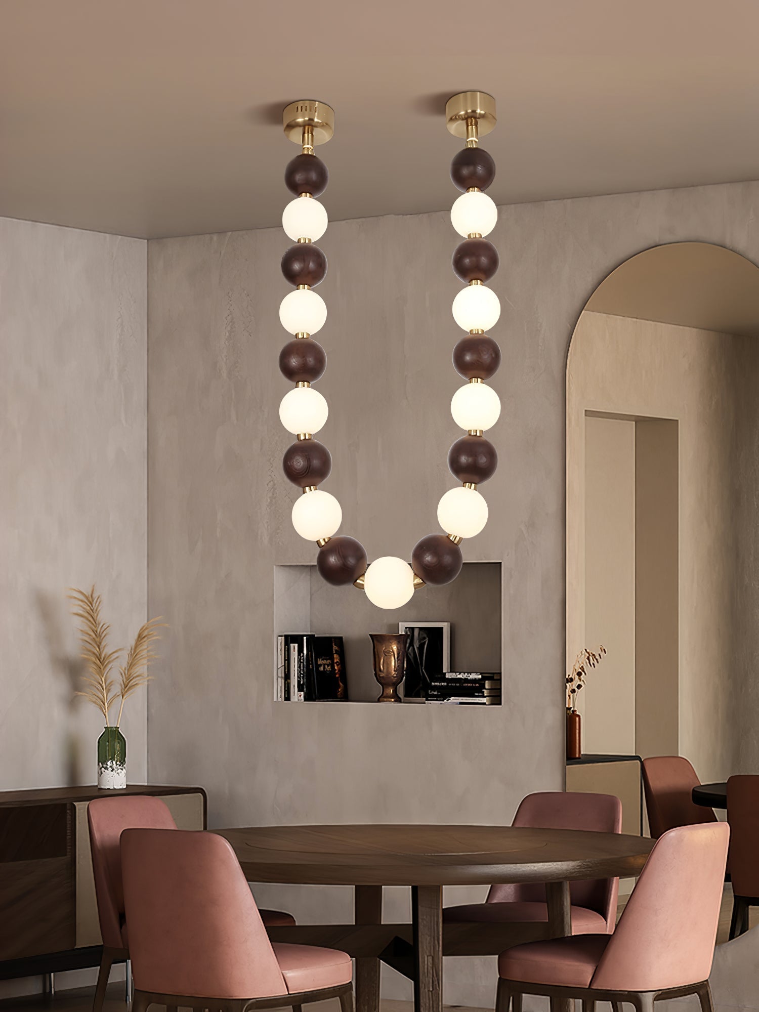 Aurora Chandelier Walnut Bead Necklace - Letslighting
