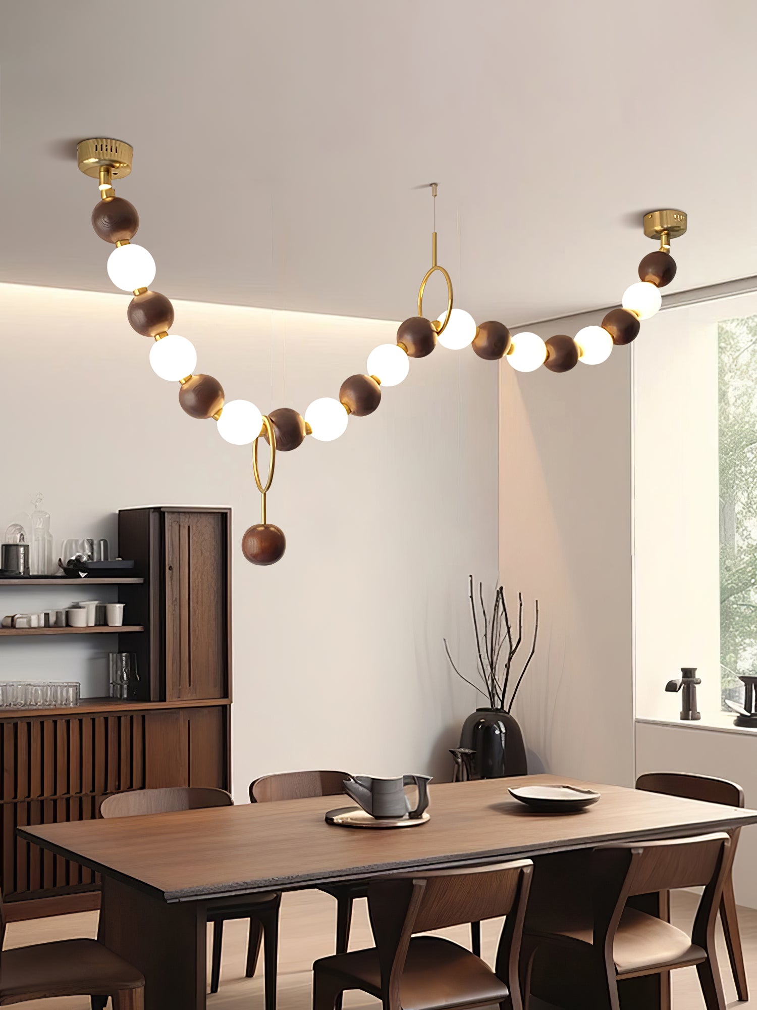 Aurora Chandelier Walnut Bead Necklace - Letslighting