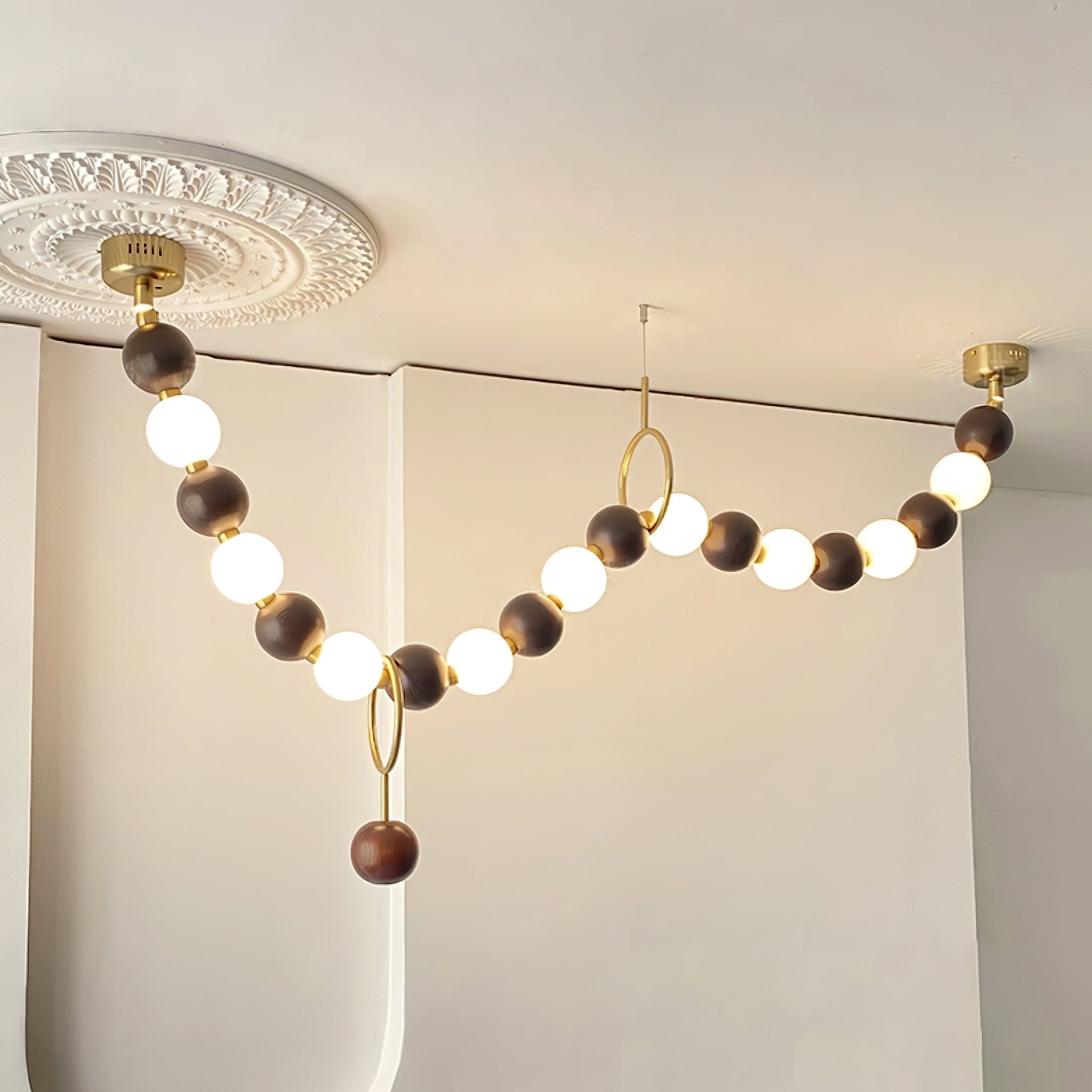 Aurora Chandelier Walnut Bead Necklace - Letslighting