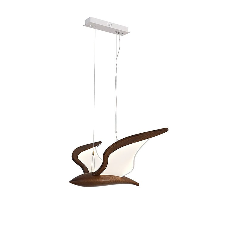 Lustra Chandelier Bird Form Wood Sculptural - Letslighting