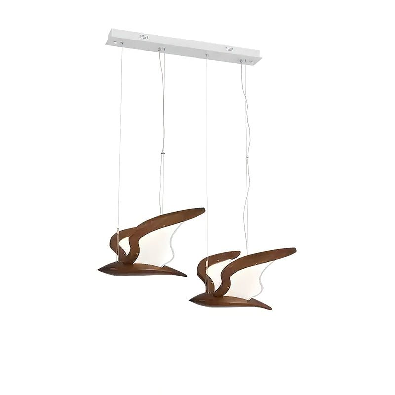 Lustra Chandelier Bird Form Wood Sculptural - Letslighting