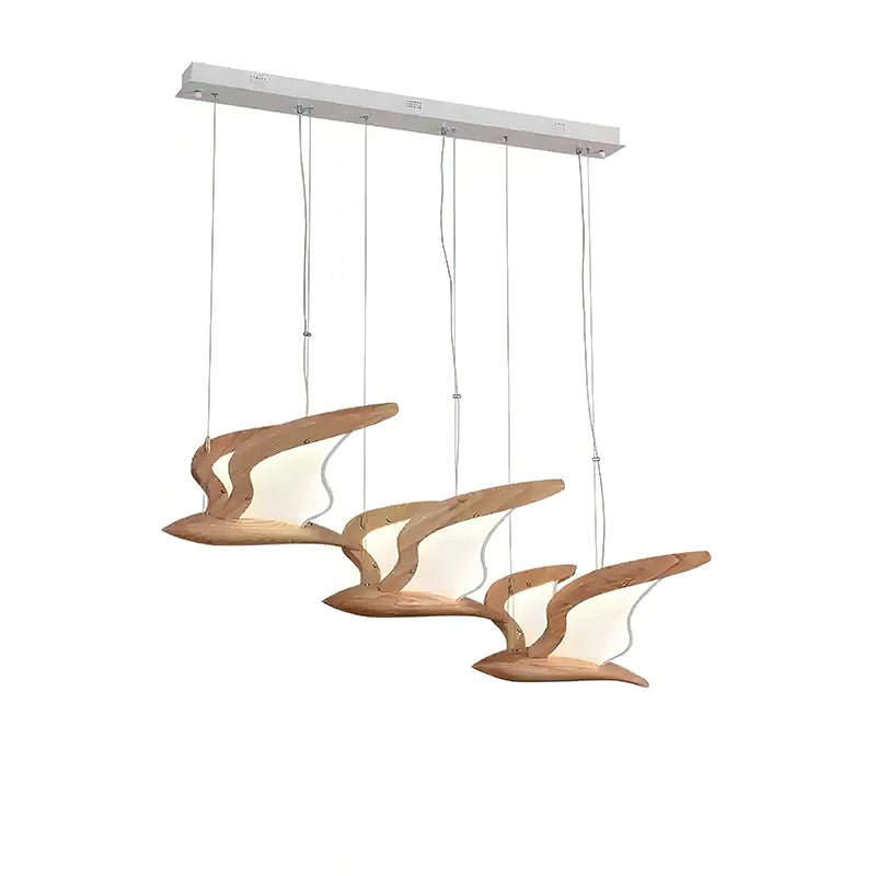 Lustra Chandelier Bird Form Wood Sculptural - Letslighting