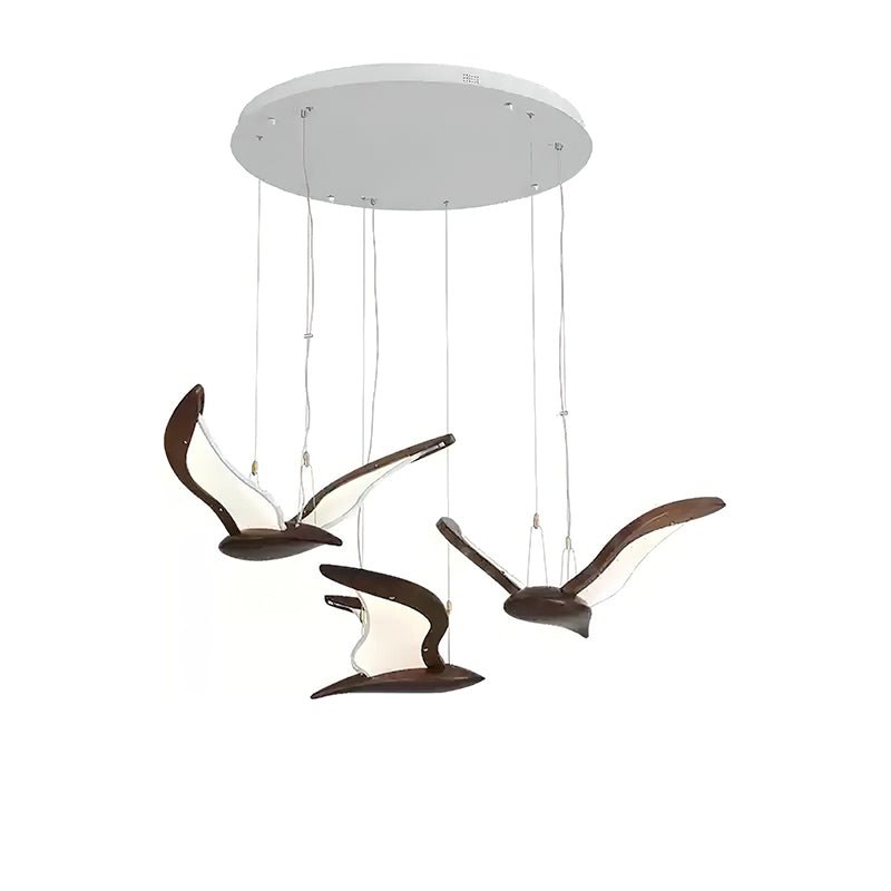 Lustra Chandelier Bird Form Wood Sculptural - Letslighting