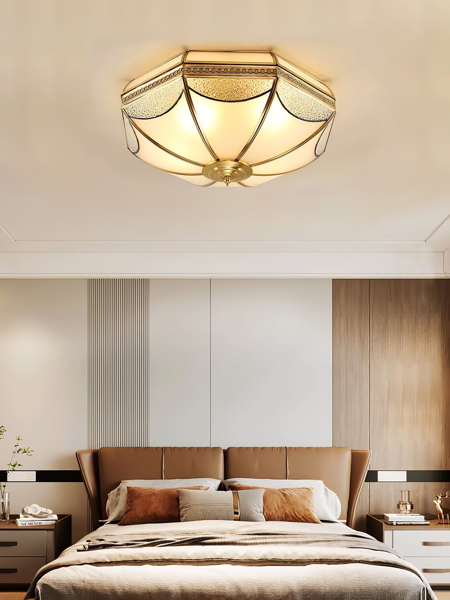 Ellaeara Warehouse Dome Shape Brass Glass Ceiling Lamp - Letslighting