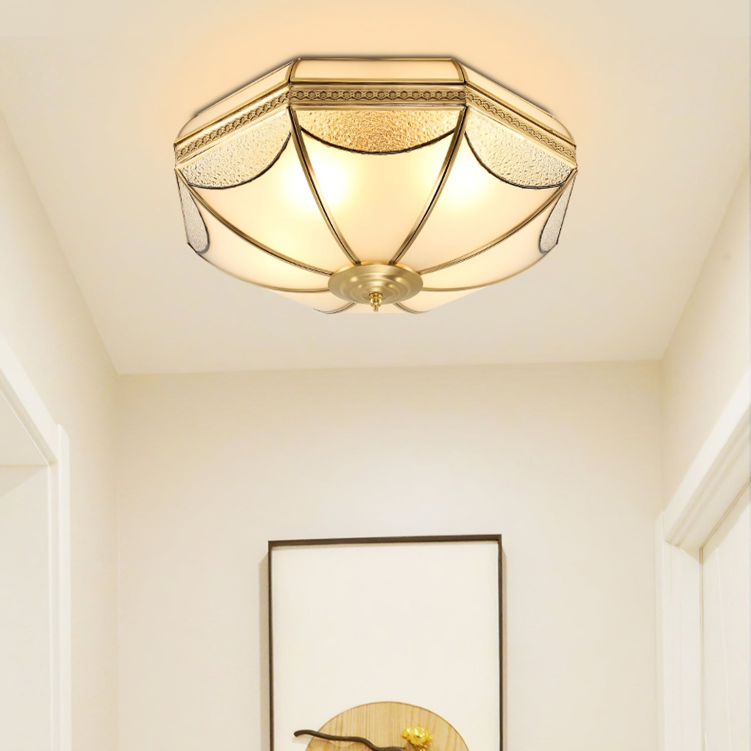 Ellaeara Warehouse Dome Shape Brass Glass Ceiling Lamp - Letslighting