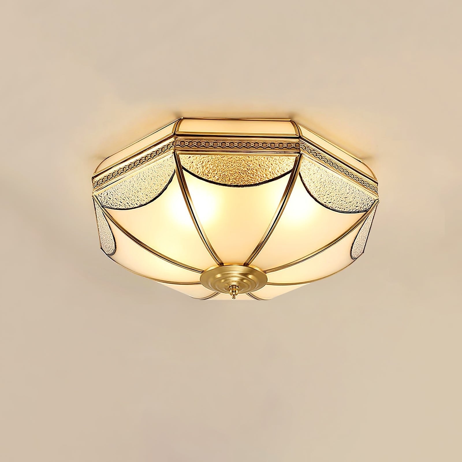 Ellaeara Warehouse Dome Shape Brass Glass Ceiling Lamp - Letslighting