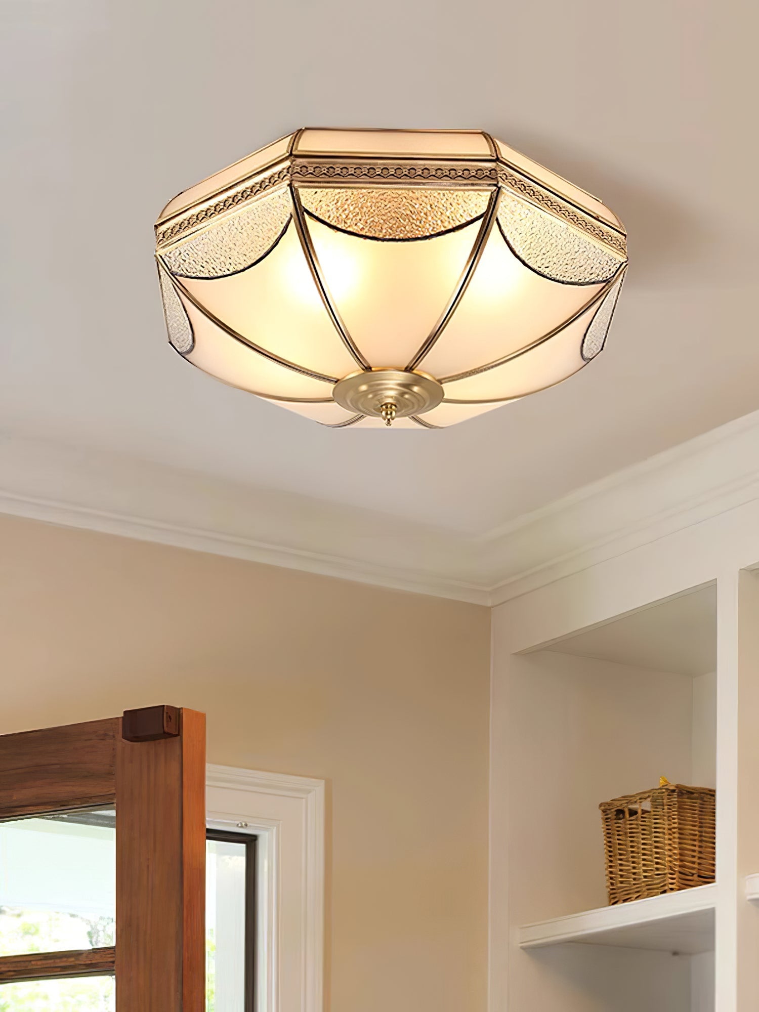 Ellaeara Warehouse Dome Shape Brass Glass Ceiling Lamp - Letslighting
