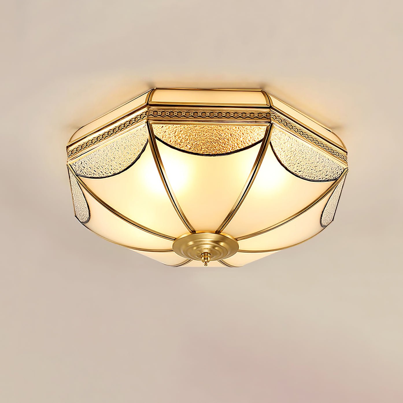 Ellaeara Warehouse Dome Shape Brass Glass Ceiling Lamp - Letslighting