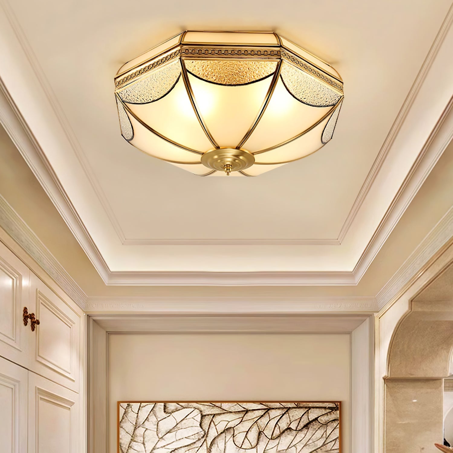 Ellaeara Warehouse Dome Shape Brass Glass Ceiling Lamp - Letslighting