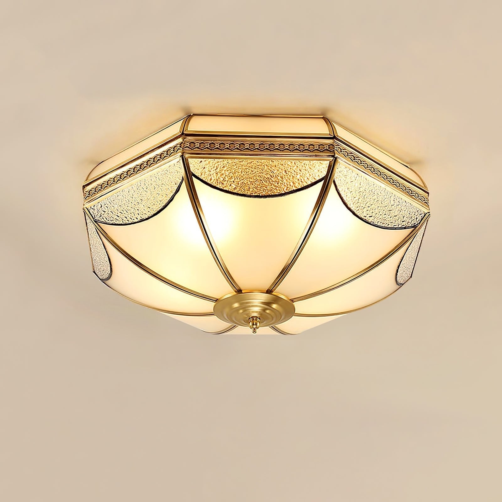 Ellaeara Warehouse Dome Shape Brass Glass Ceiling Lamp - Letslighting