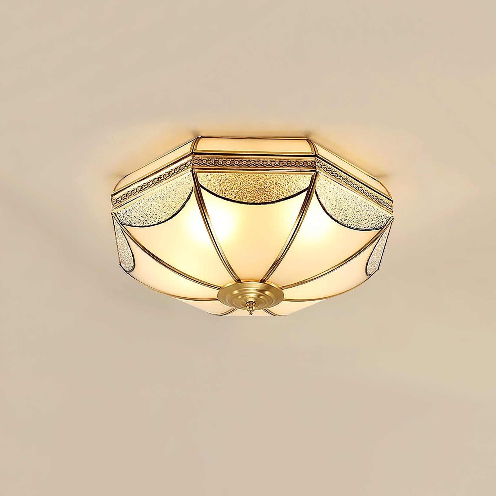 Ellaeara Warehouse Dome Shape Brass Glass Ceiling Lamp - Letslighting