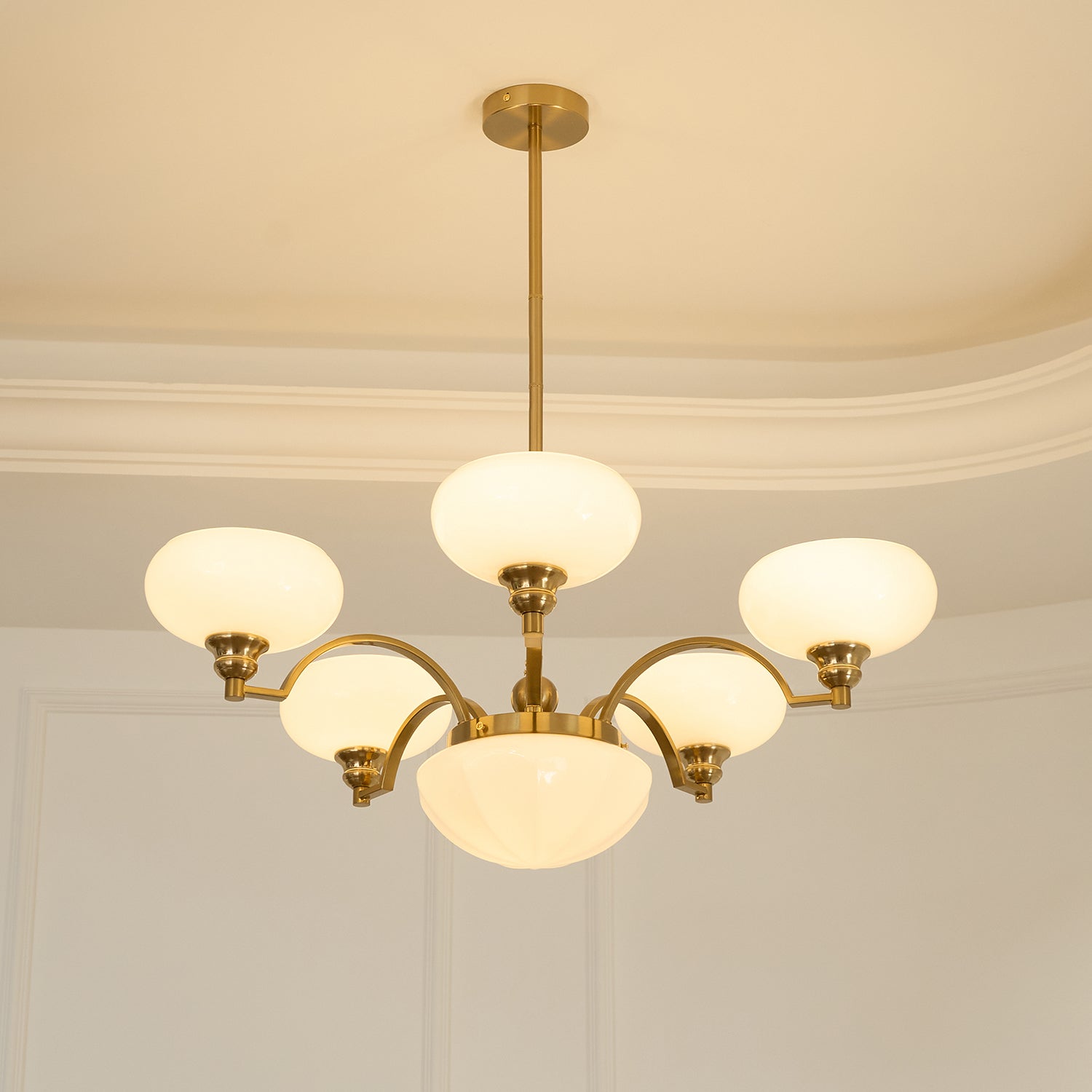 Lustra Chandelier Warre Satin Nickel Glass Iron - Letslighting