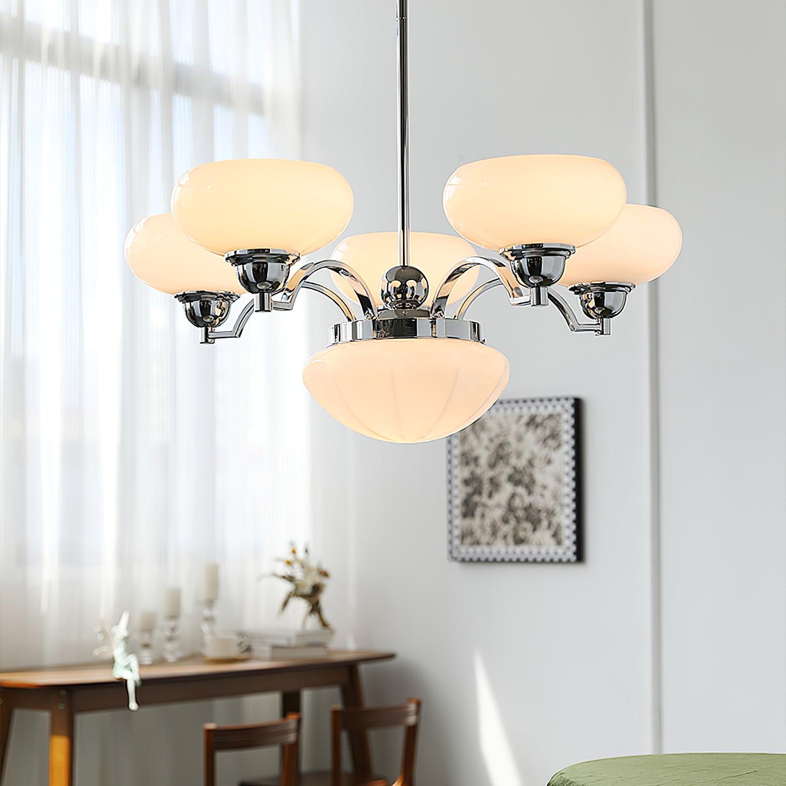 Lustra Chandelier Warre Satin Nickel Glass Iron - Letslighting