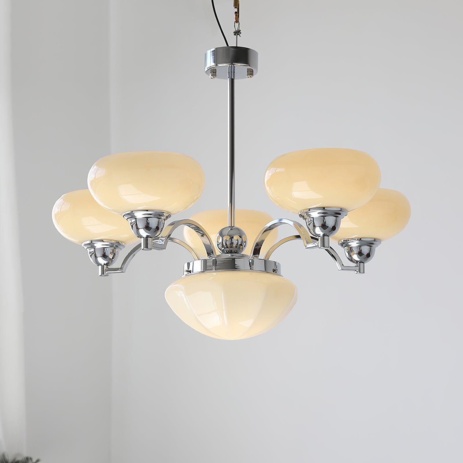 Lustra Chandelier Warre Satin Nickel Glass Iron - Letslighting