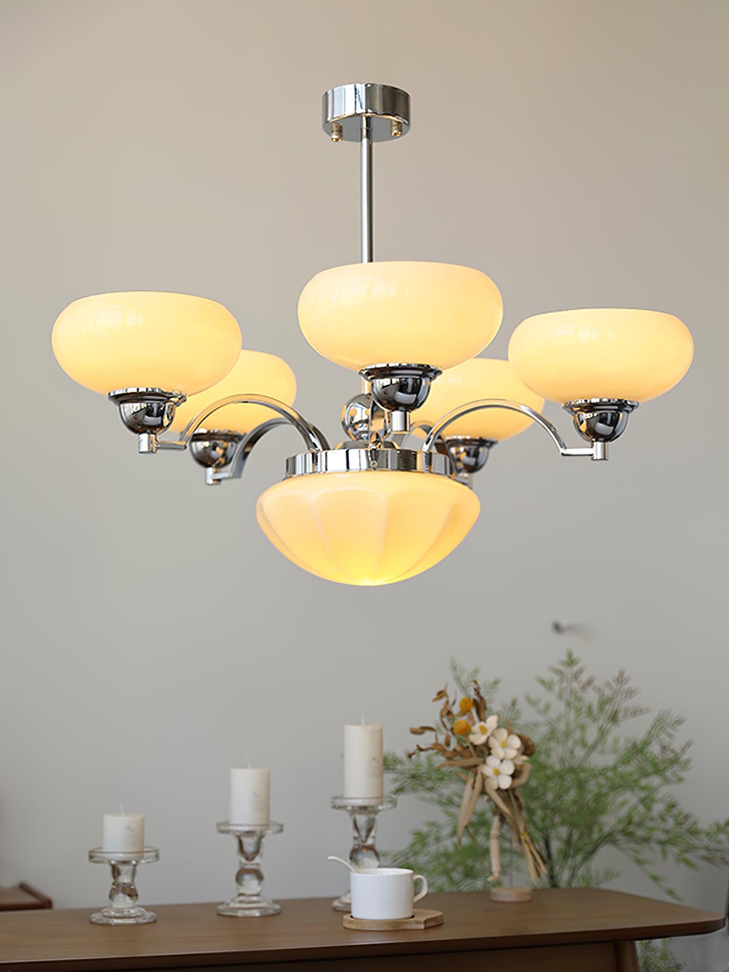 Lustra Chandelier Warre Satin Nickel Glass Iron - Letslighting