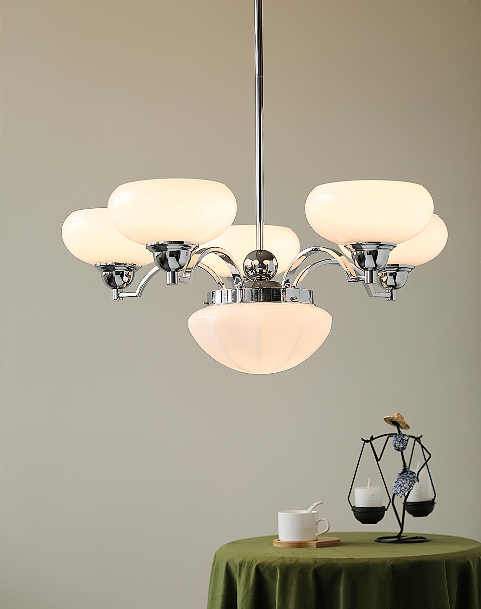 Lustra Chandelier Warre Satin Nickel Glass Iron - Letslighting