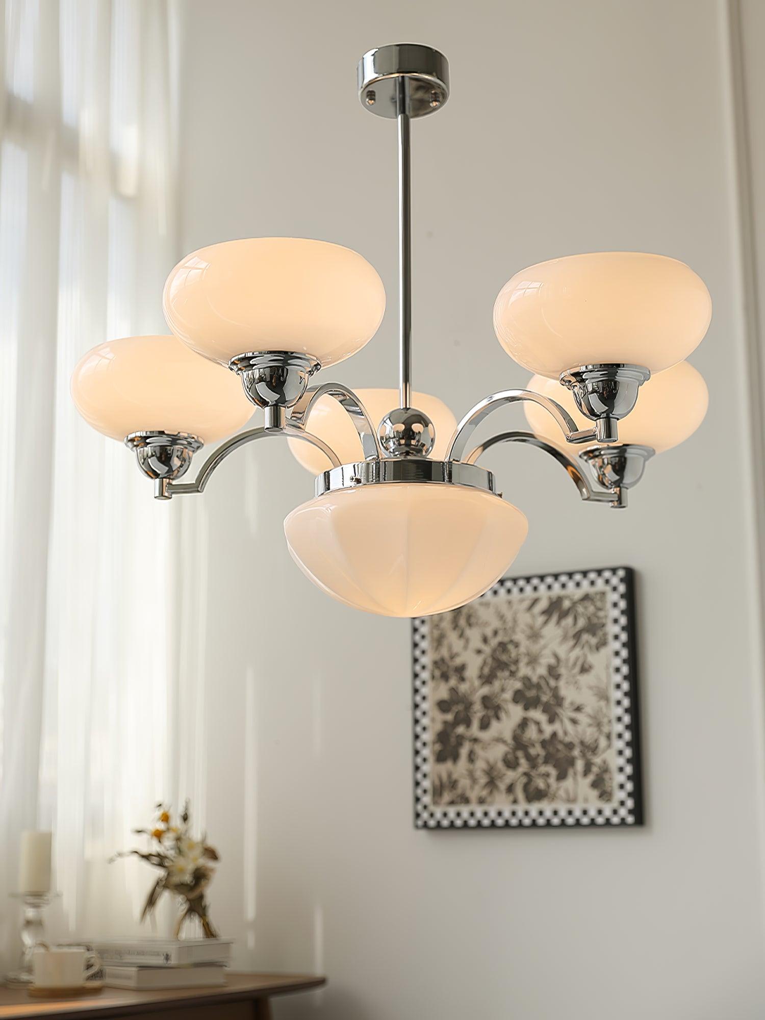 Lustra Chandelier Warre Satin Nickel Glass Iron - Letslighting