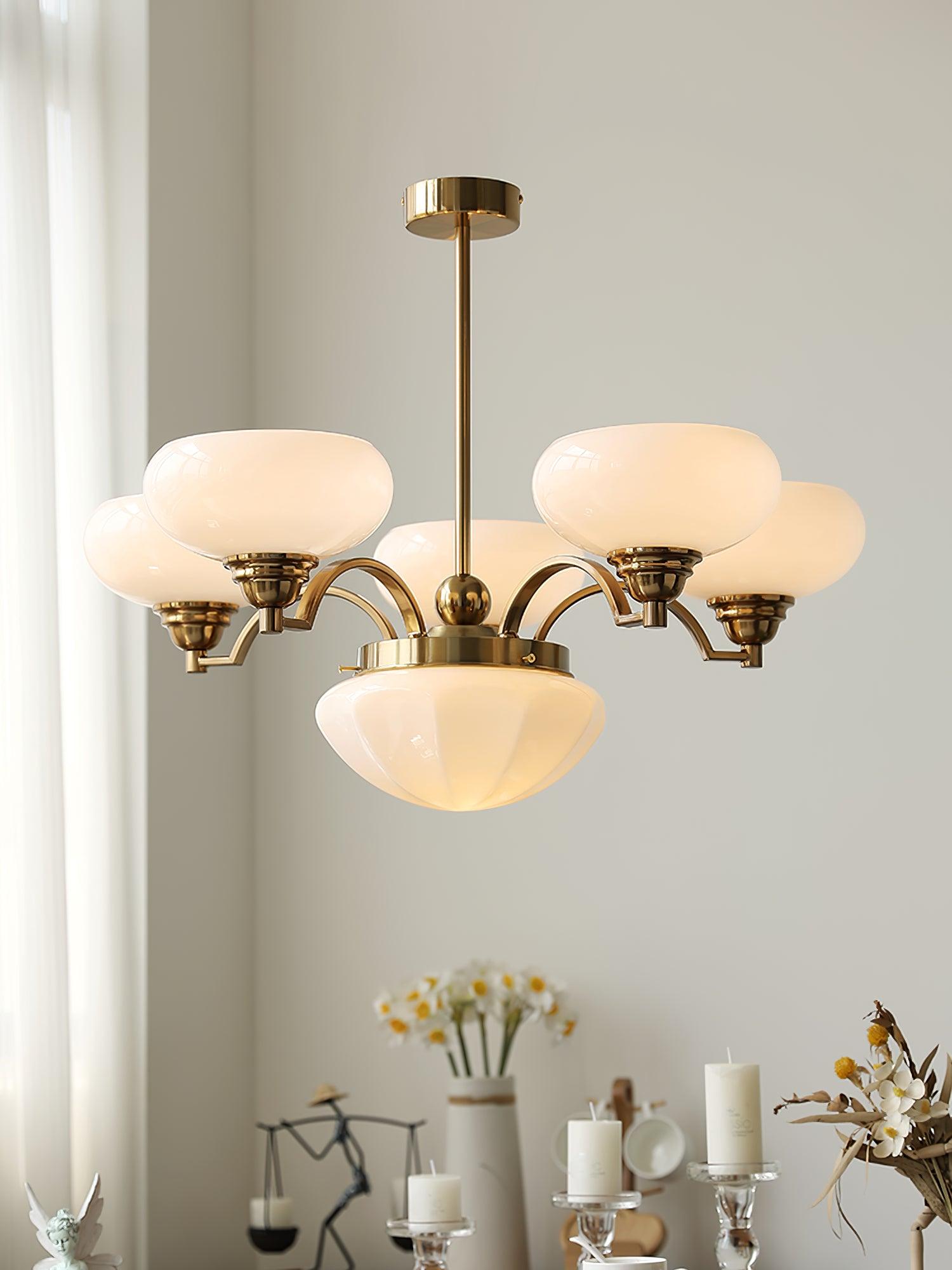 Lustra Chandelier Warre Satin Nickel Glass Iron - Letslighting