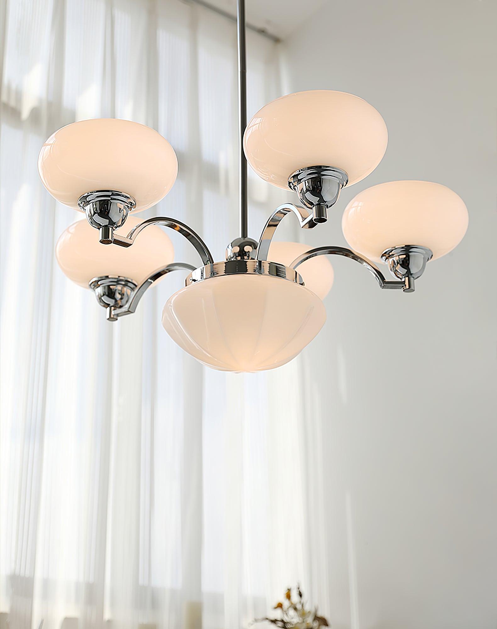 Lustra Chandelier Warre Satin Nickel Glass Iron - Letslighting