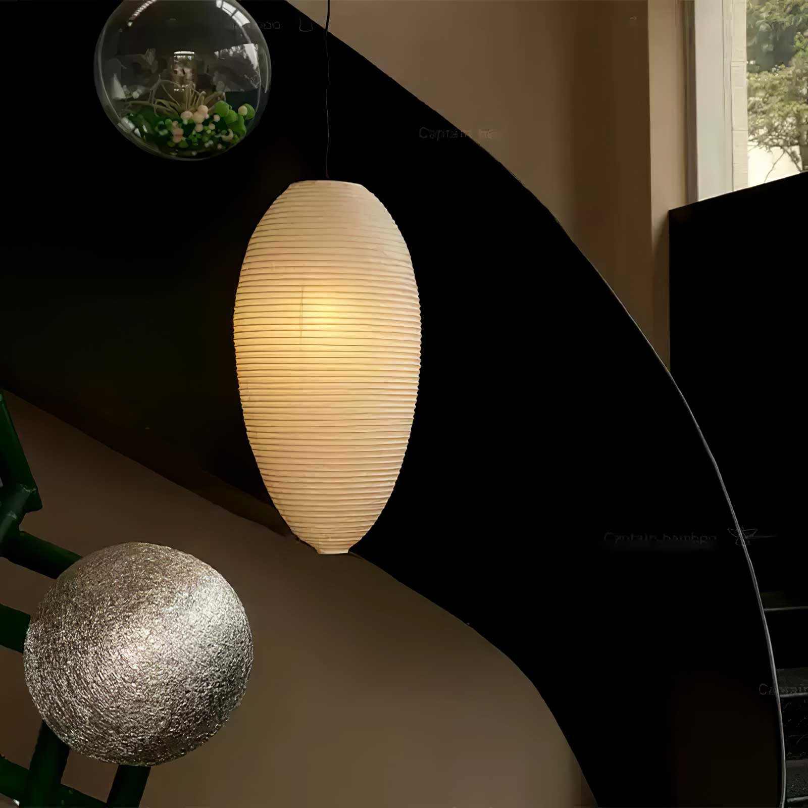 Myraean Modern Minimalist Wabi Chestnut Paper Bamboo Pendant Lamp - Letslighting