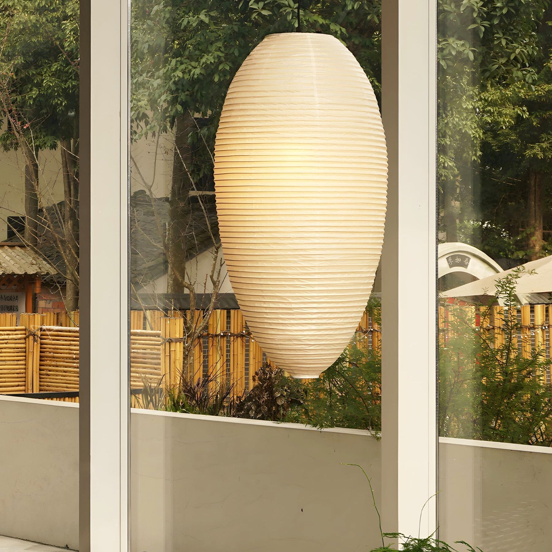 Myraean Modern Minimalist Wabi Chestnut Paper Bamboo Pendant Lamp - Letslighting