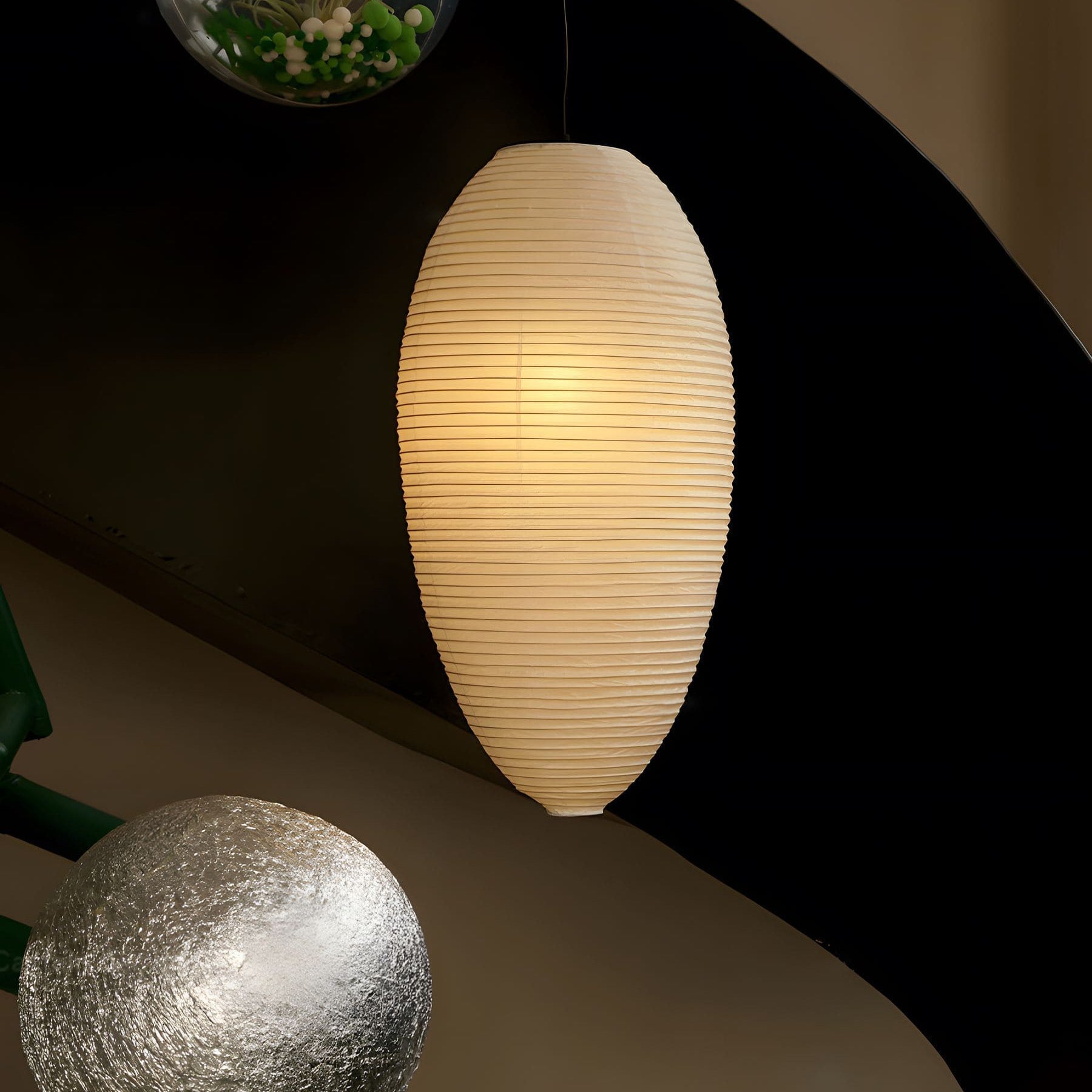 Myraean Modern Minimalist Wabi Chestnut Paper Bamboo Pendant Lamp - Letslighting