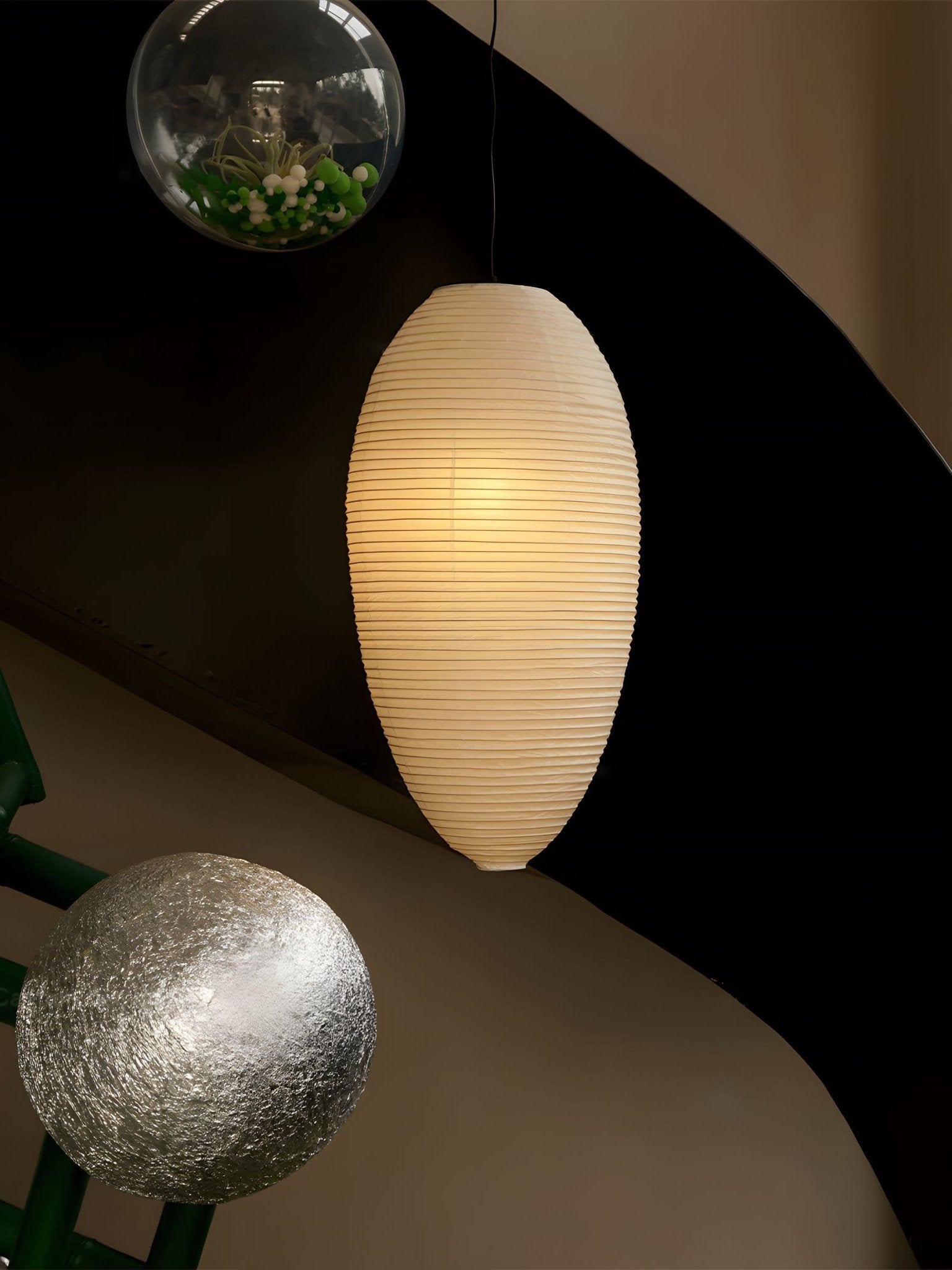 Myraean Modern Minimalist Wabi Chestnut Paper Bamboo Pendant Lamp - Letslighting
