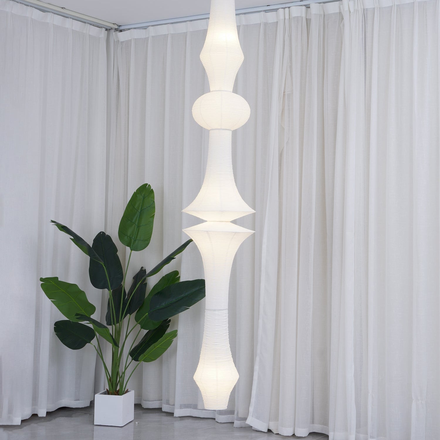 Lustra Pendant Light Washi Paper E for Living Room - Letslighting