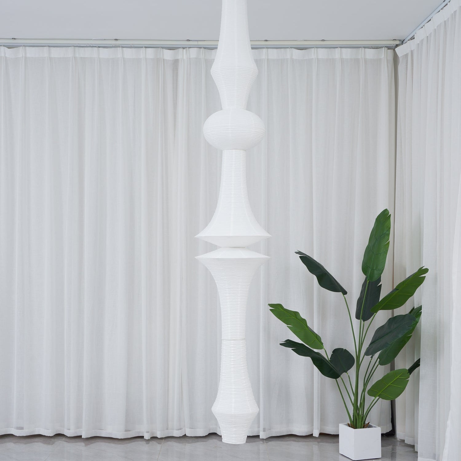 Lustra Pendant Light Washi Paper E for Living Room - Letslighting
