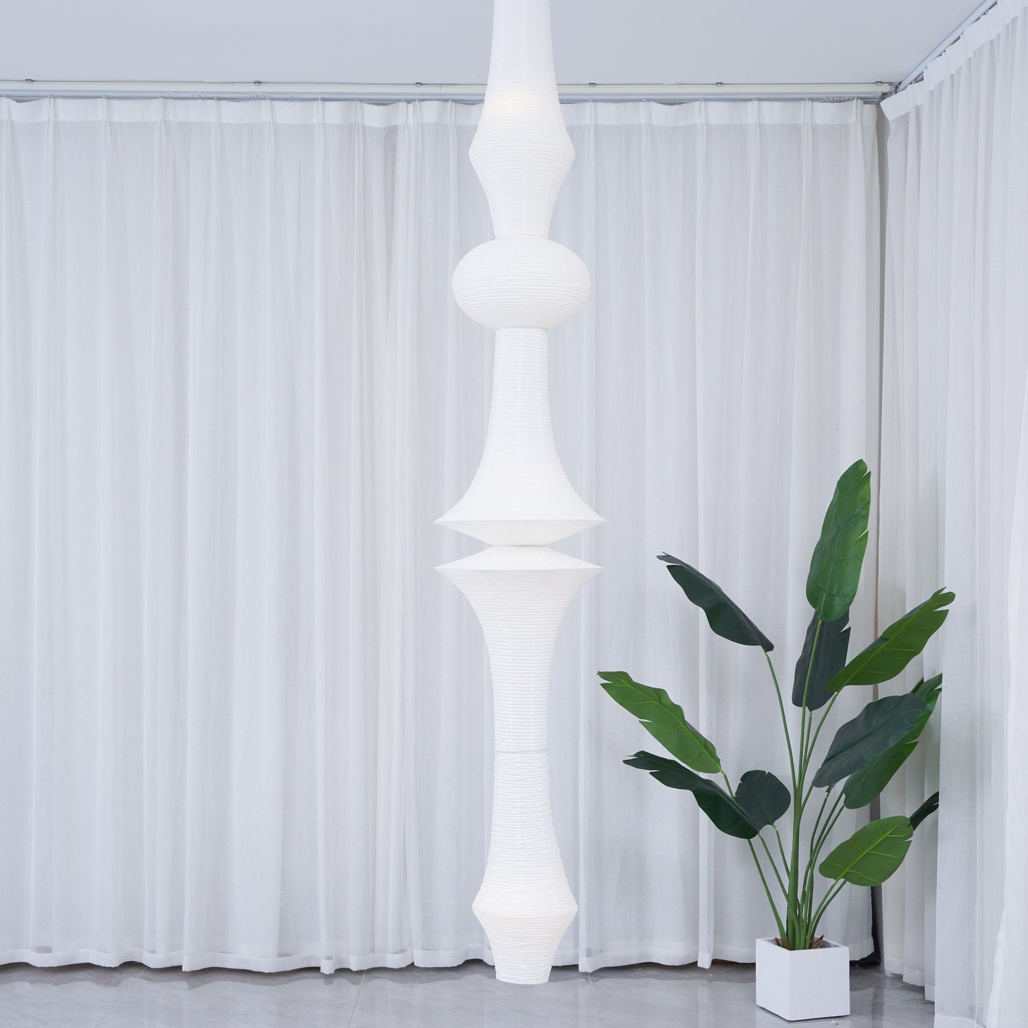 Lustra Pendant Light Washi Paper E for Living Room - Letslighting