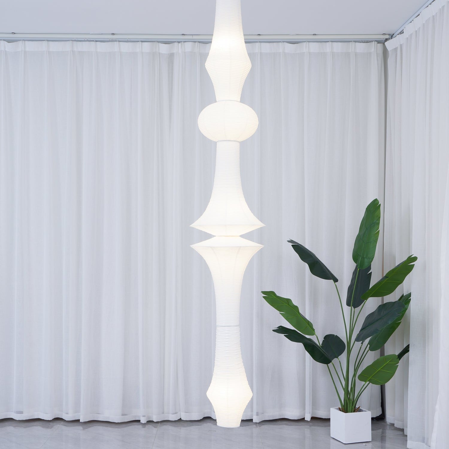 Lustra Pendant Light Washi Paper E for Living Room - Letslighting