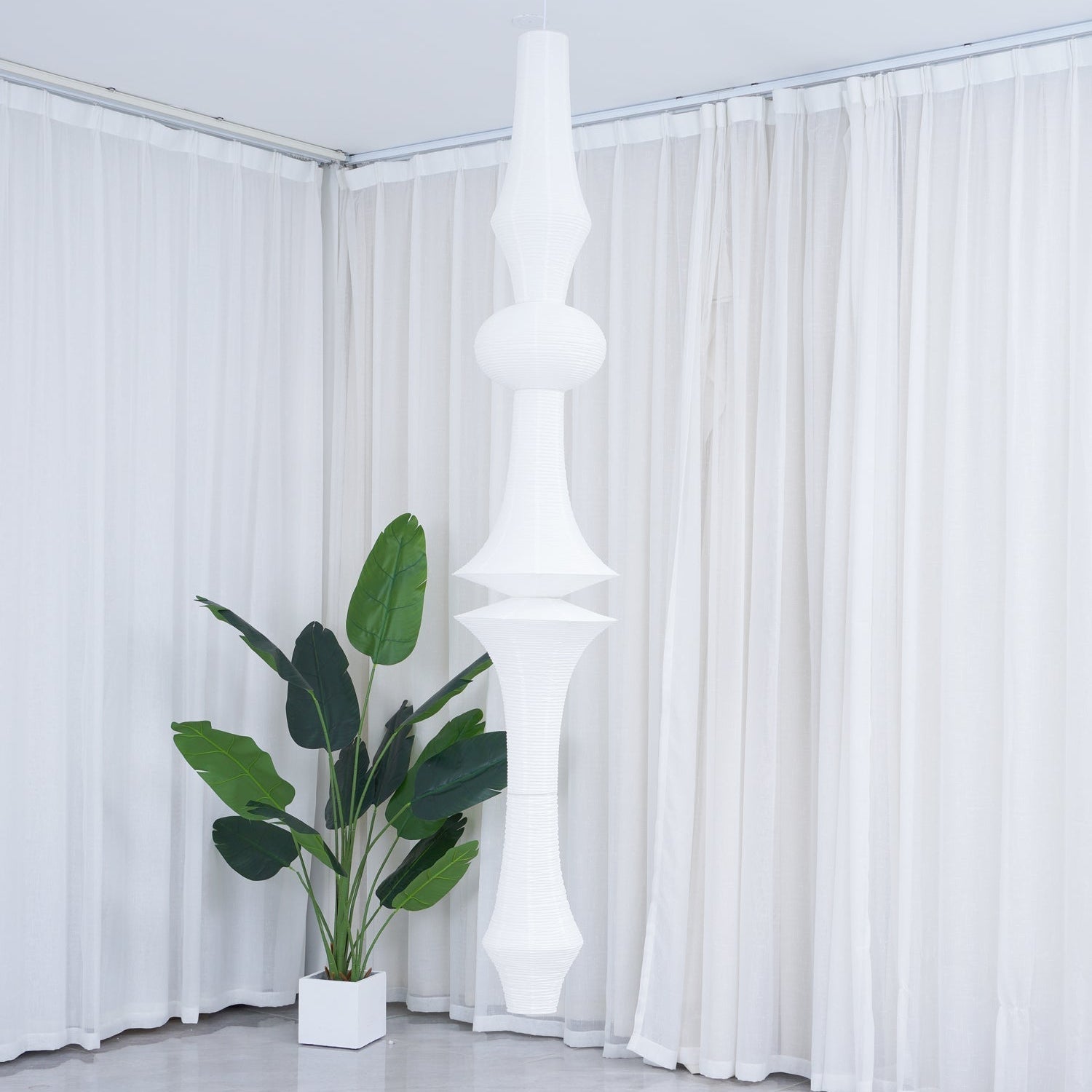 Lustra Pendant Light Washi Paper E for Living Room - Letslighting