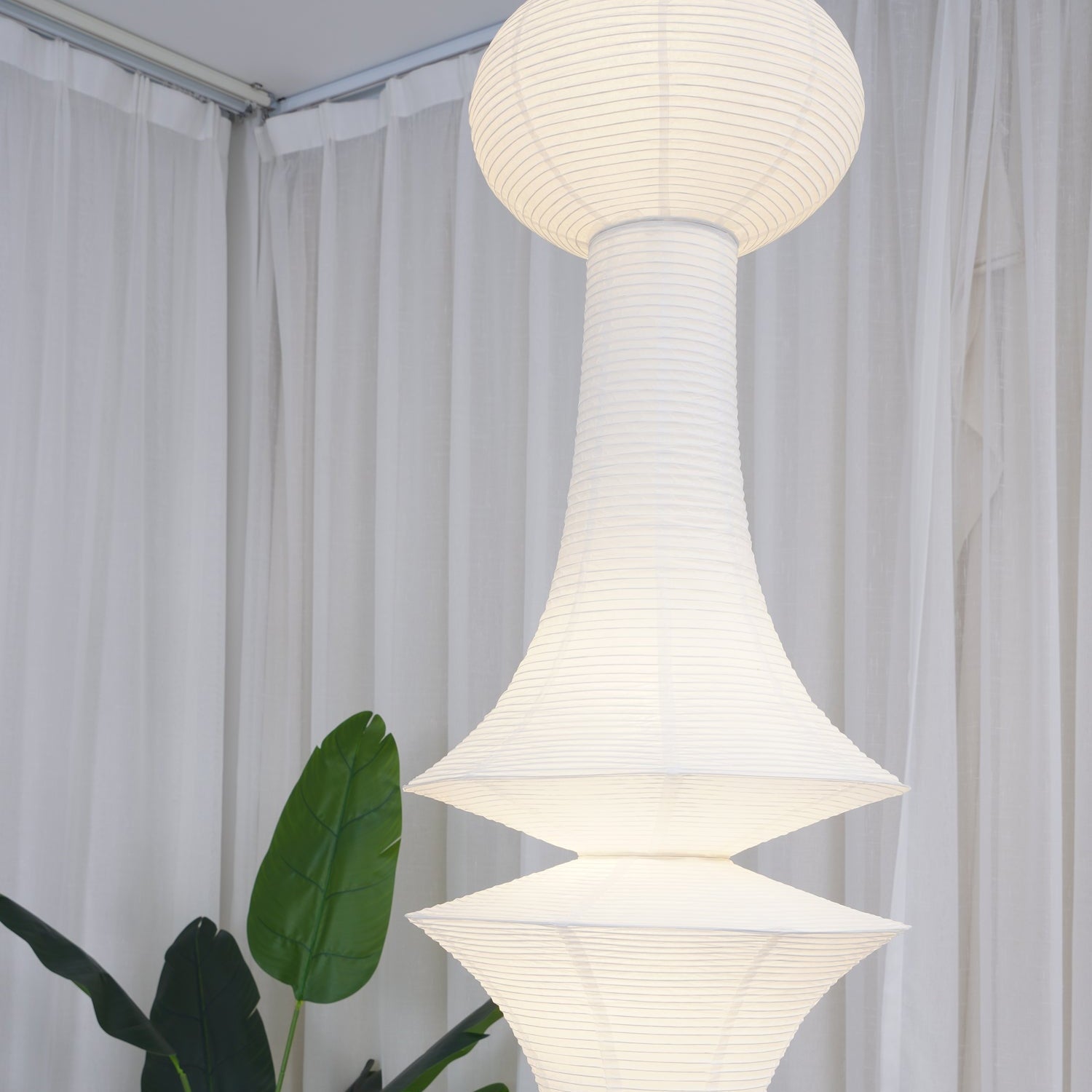 Lustra Pendant Light Washi Paper E for Living Room - Letslighting