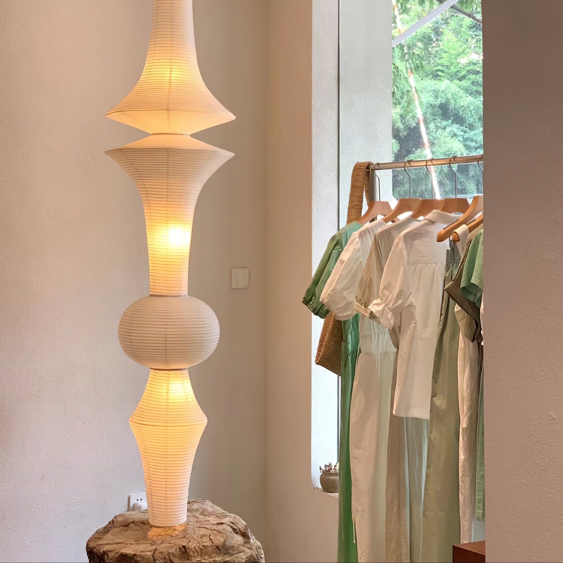 Lustra Pendant Light Washi Paper E for Living Room - Letslighting